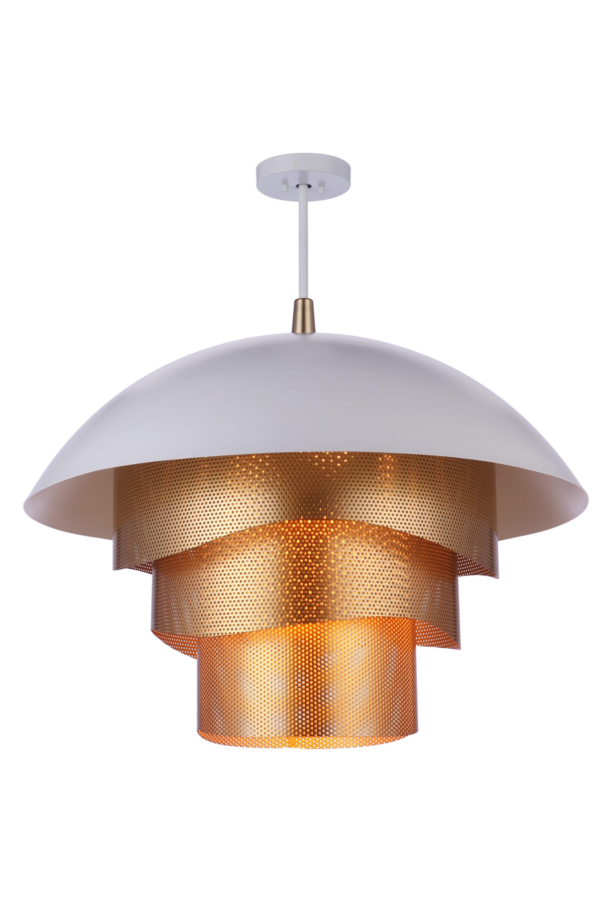 Matte White and Gold LED Dome Pendant Light