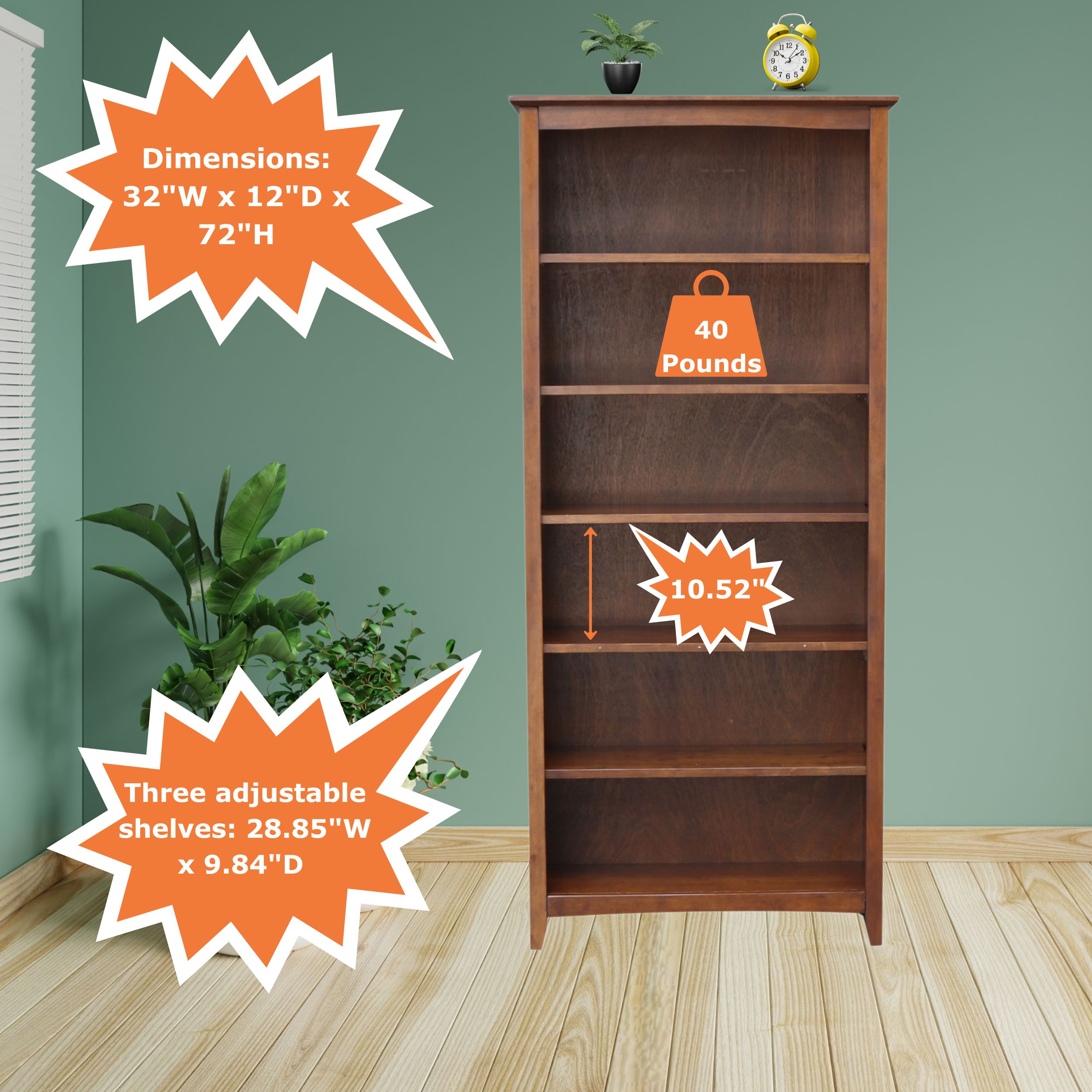 International Concepts Espresso Wood 6 Shelf Bookcase in Brown SH581 3227A
