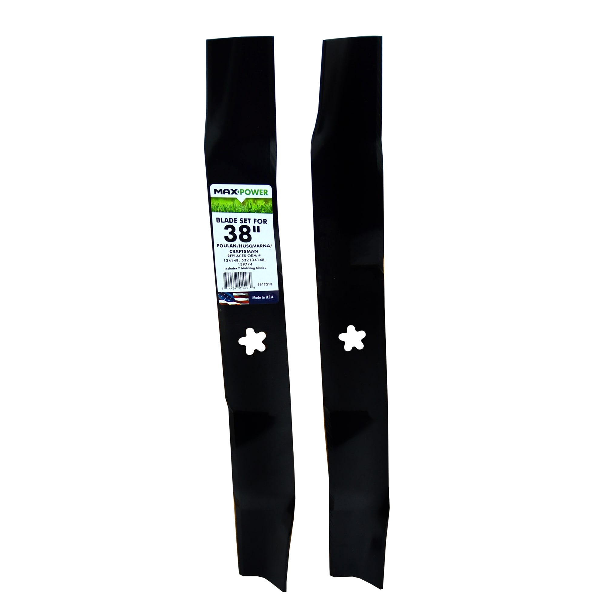 MaxPower 561721B 38-in Deck Mulching Mower Blade for Riding Lawn 2 -Pack