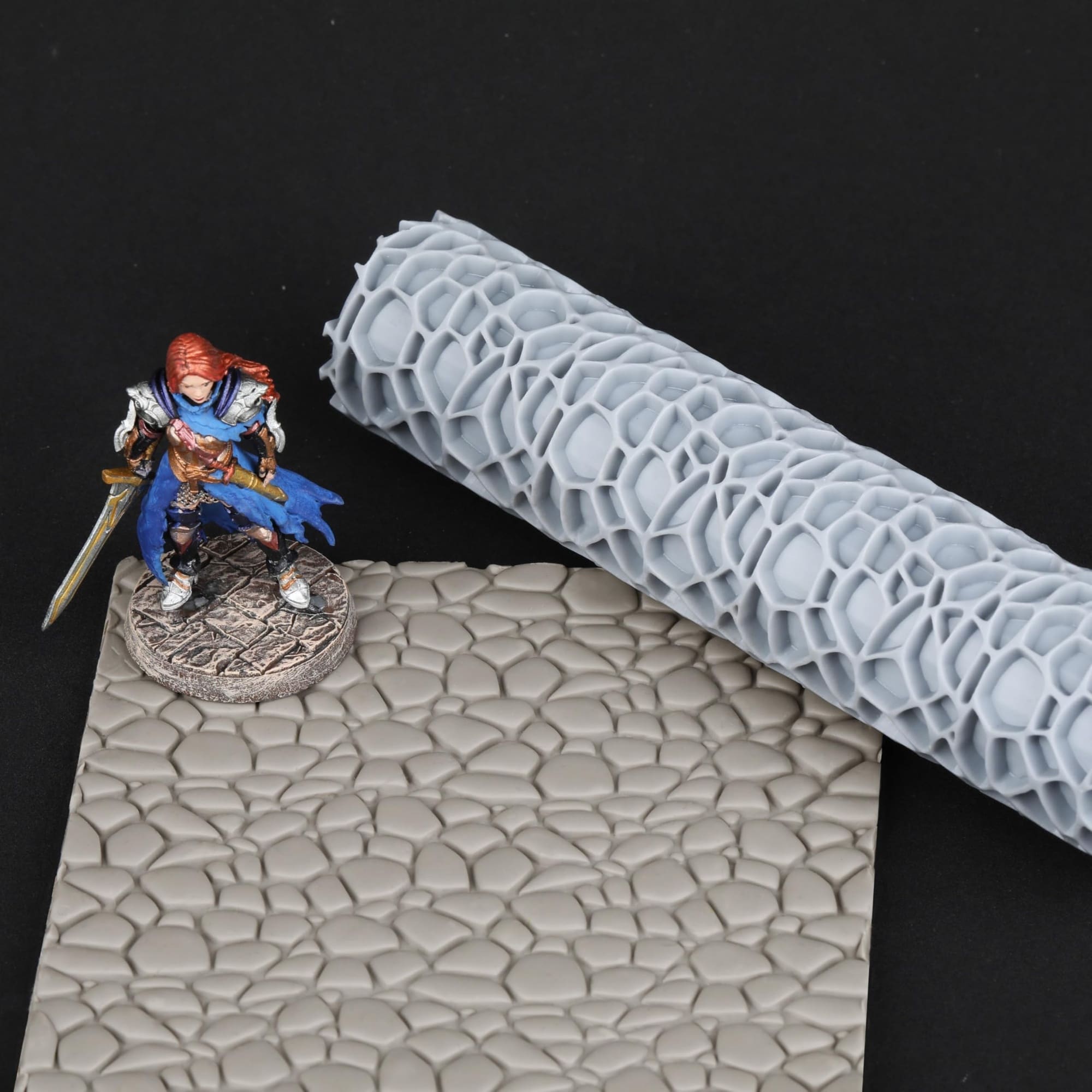 Oyezvary  Terrain Texture Roller Cobblestone Pattern for Foam and Polymer Clay Modeling High Detail RPG Game Accessory Durable Resin Tool Unique