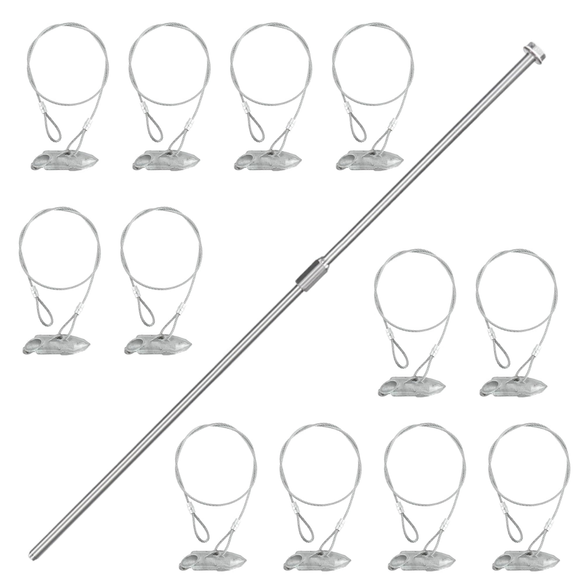 DYRCJ  12 Pack Ground Earth Anchors with Drive Steel Stool 30 in Long 1 8 in Cable for Securing Shed Fence Greenhouse Swing Set and More