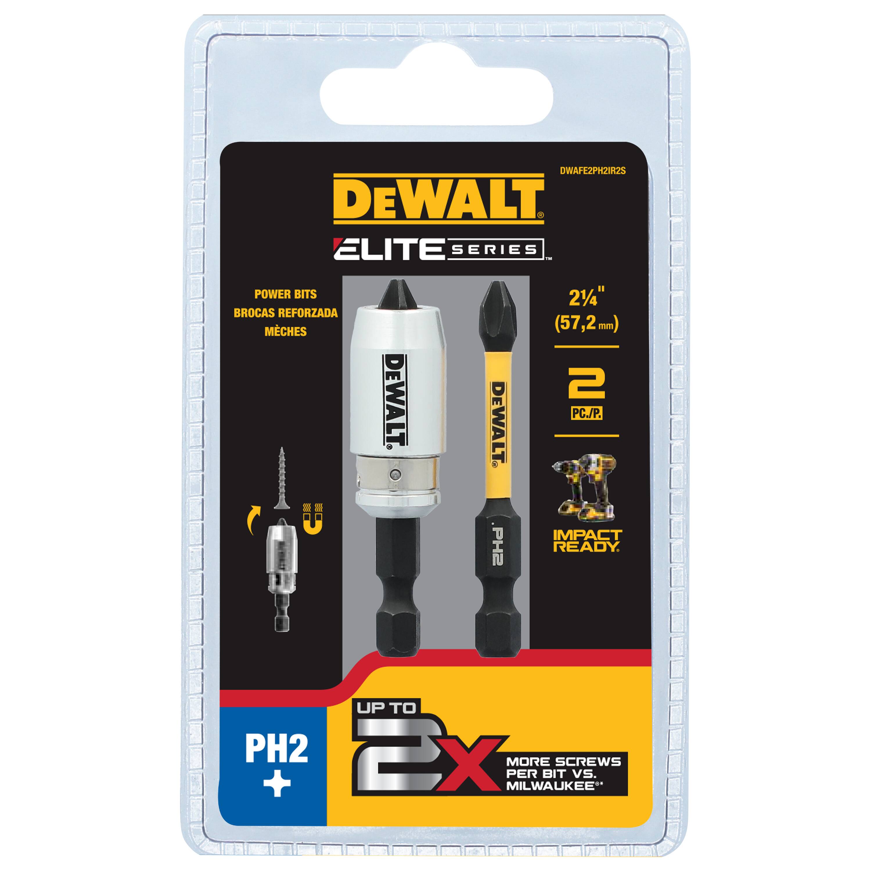DEWALT DWAFE2PH2IR2S ELITE SERIES 1/4-in x 2-1/4-in Phillips Impact Driver Bit Set 2 -Piece