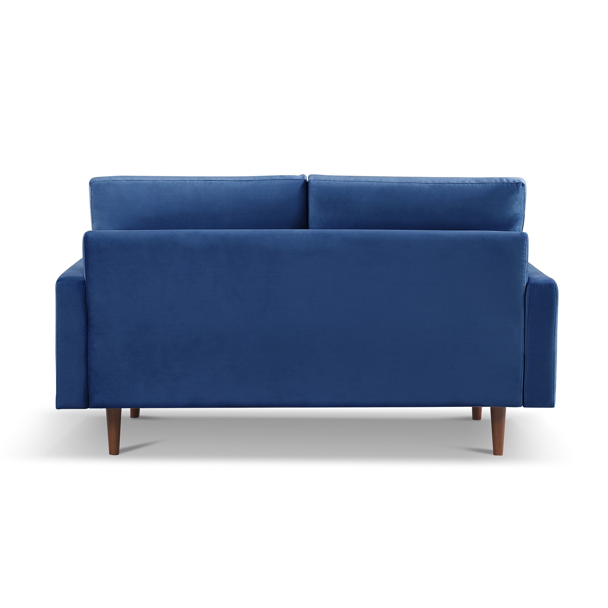 69 Inch Blue Velvet Sofa with Removable Cushions and Wood Legs