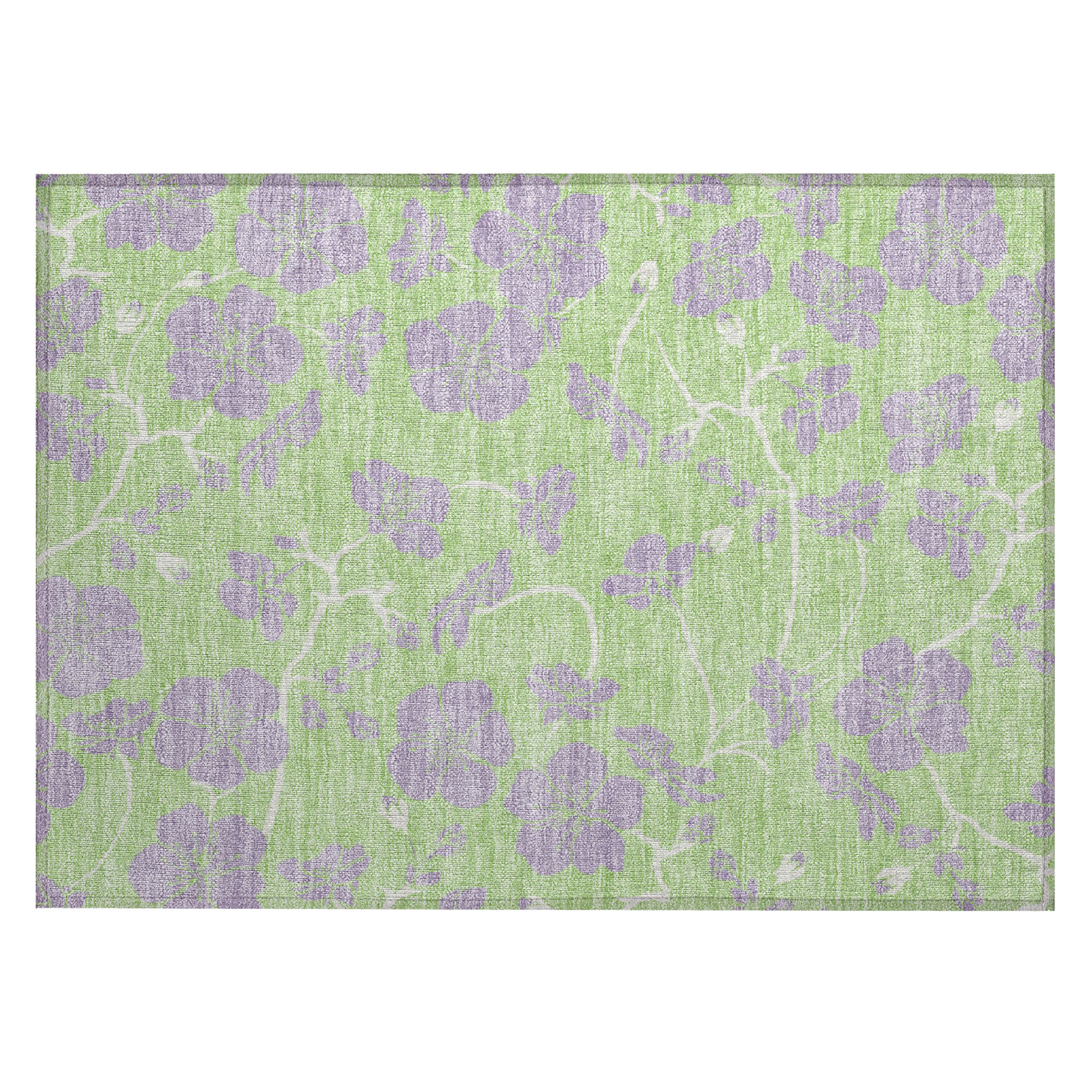 Mint Floral Synthetic Washable Rectangular Area Rug 30" x 20"