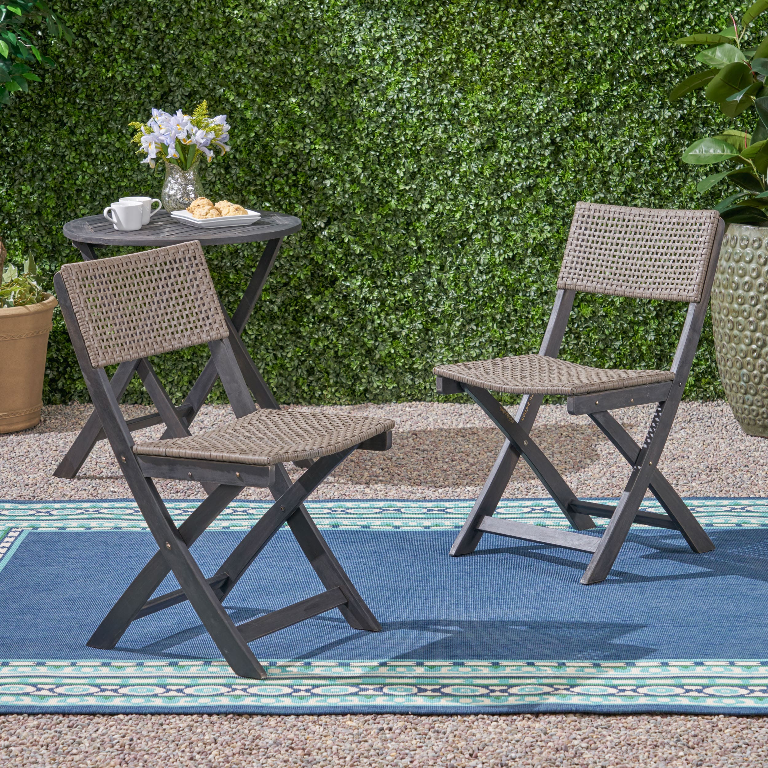Christopher Knight Home 309020 Hillside Bistro Style Dining Chairs (Set of 2) Grey and Brown