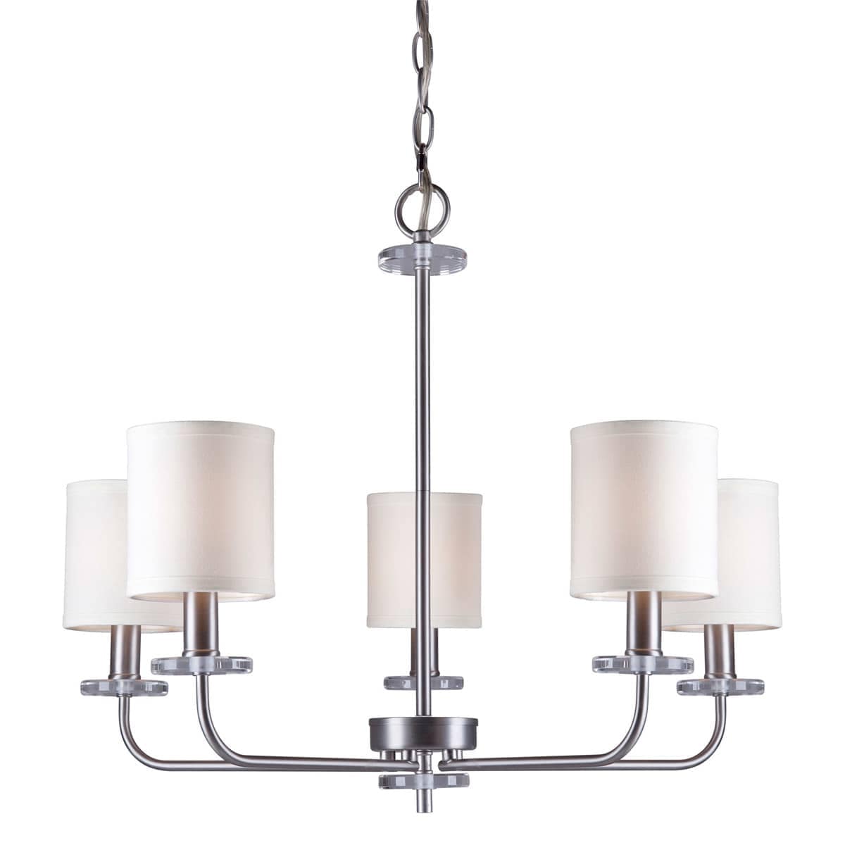 Forte Lighting  7070-05-55 Signature 5 Light 27 inch Brushed Nickel Chandelier Ceiling Light