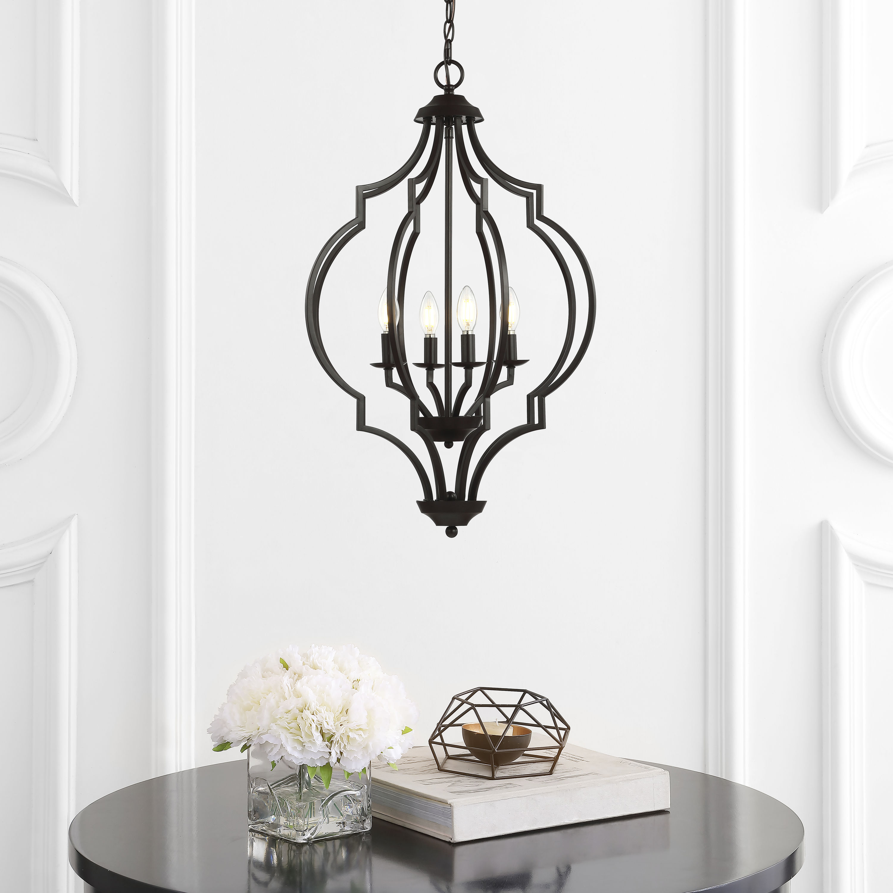 Selema 19" Oil-Rubbed Bronze Geometric LED Pendant with Adjustable Chain
