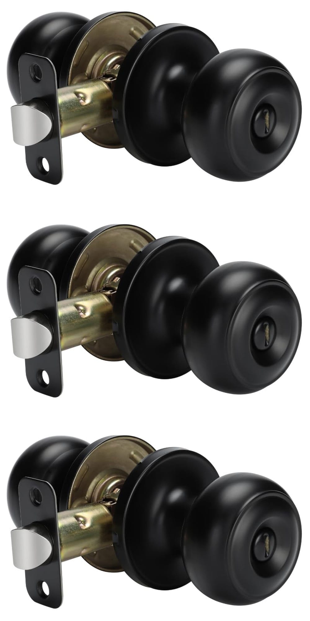 Ahfiwaso  Matte Black Interior Privacy Door Knobs Keyless Bedroom and Bathroom Door Knob Set for Home Adjustable Latch Reversible Design 3 pack