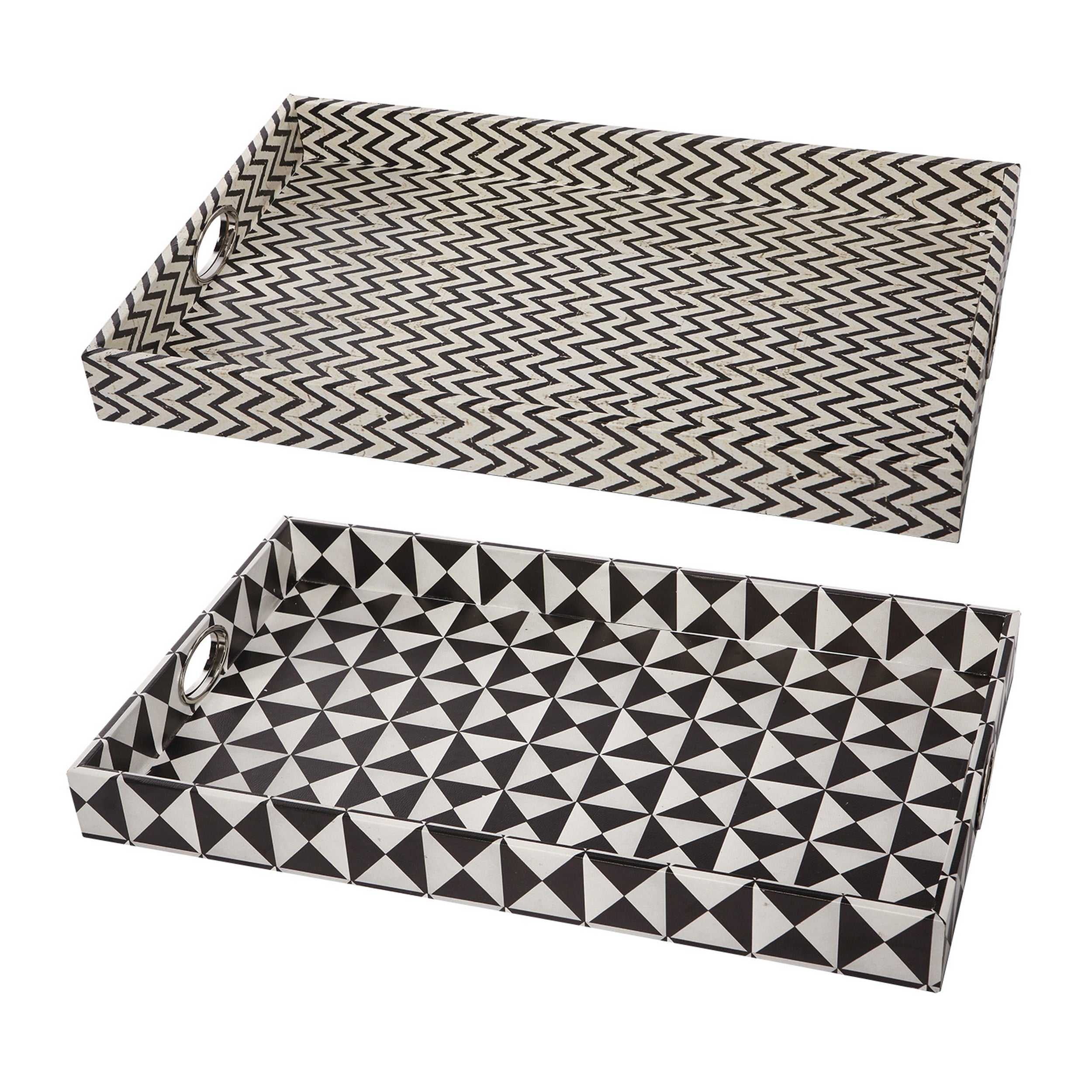 Benzara BM286374 2 -Pack Multiple colors/finishes Composite Modern Decorative tray
