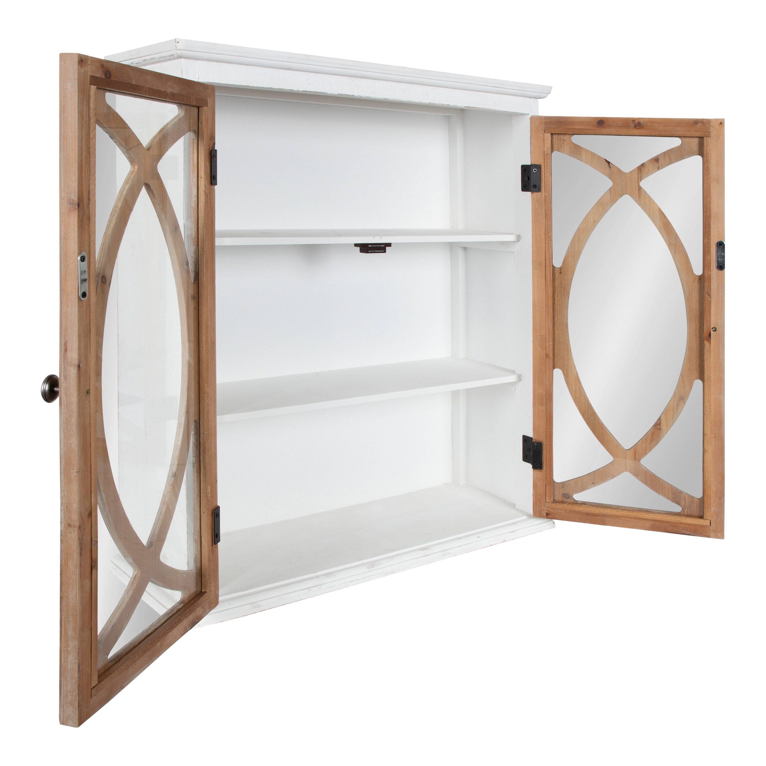 Quinlan White and Rustic Brown 2-Door Wall Cabinet