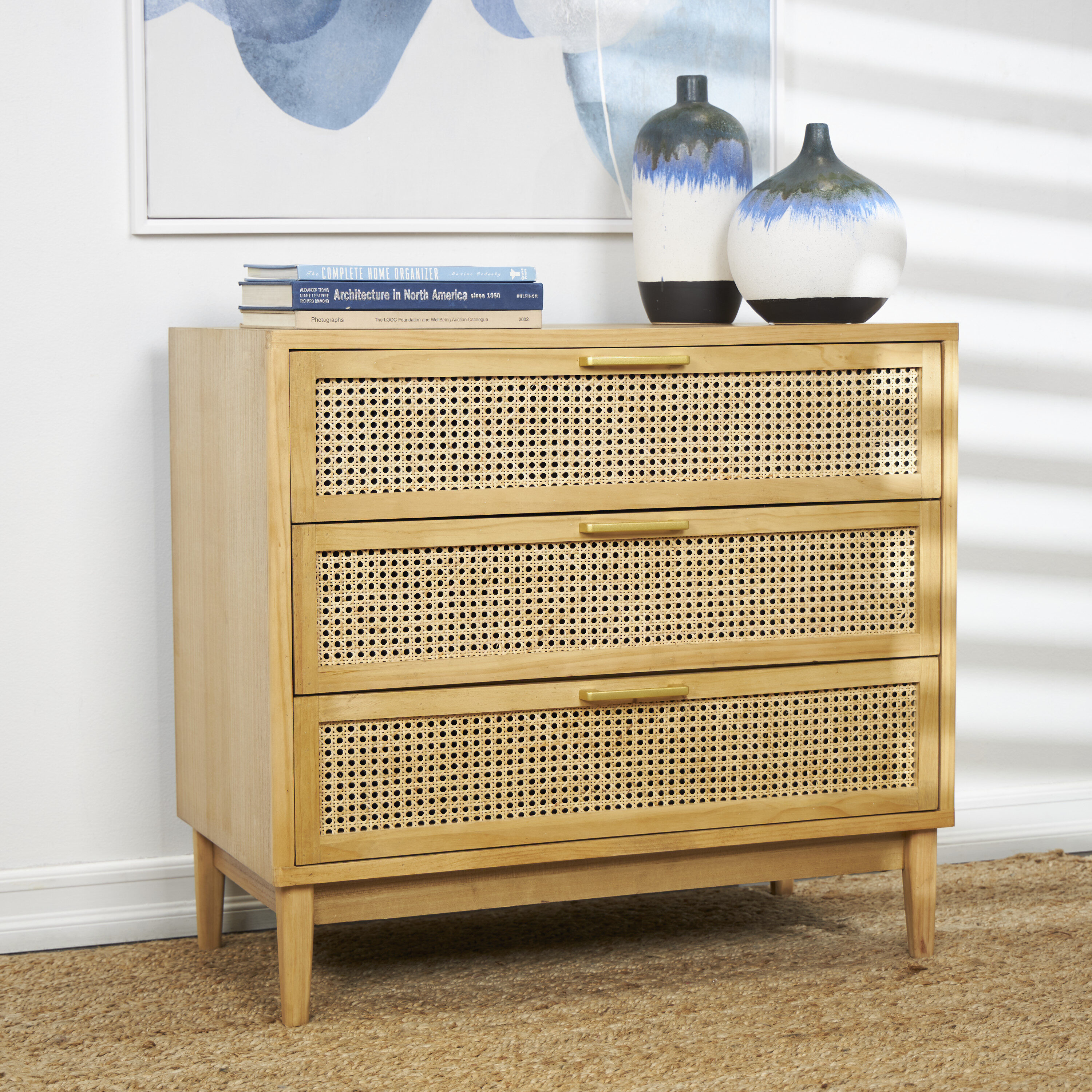Grayson Lane 820384 35.5-in W 2 -Door Light Brown Chest of Drawers Accent Cabinet