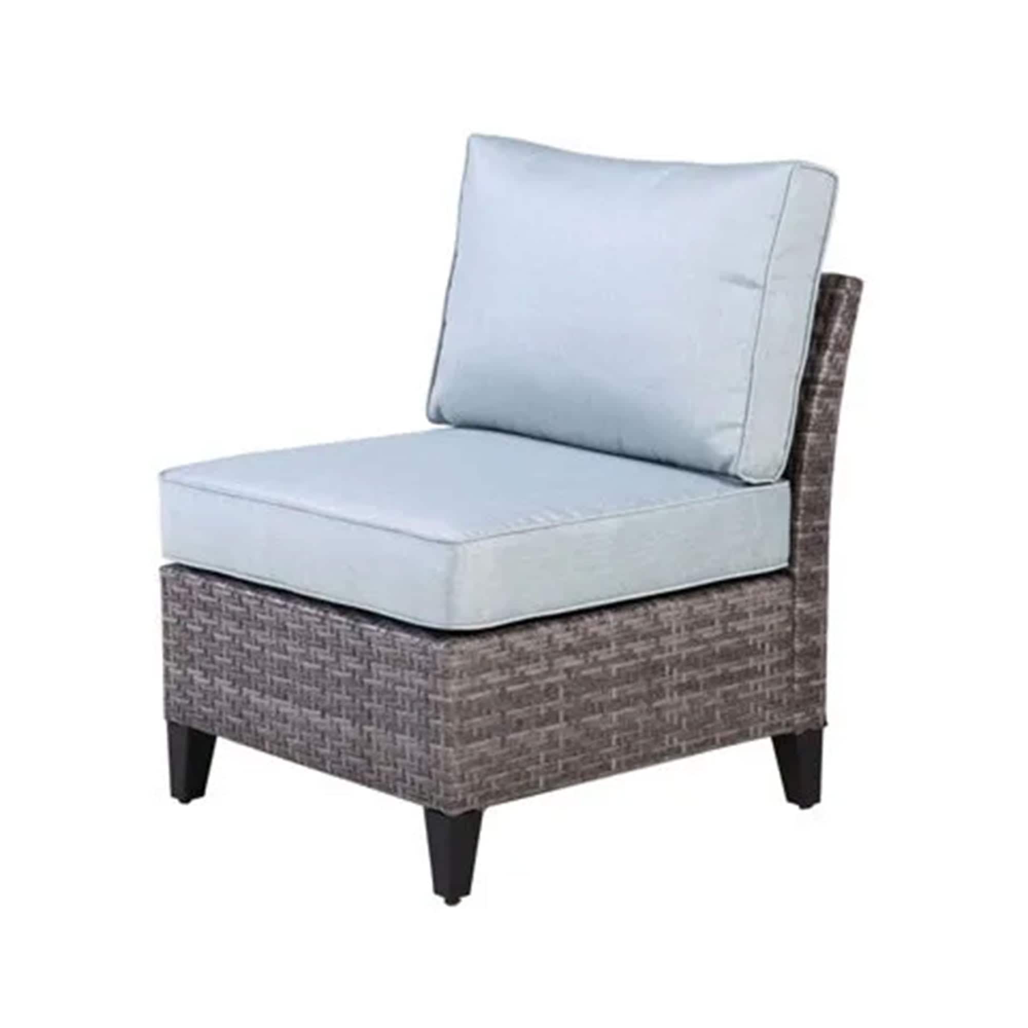 Four Seasons Courtyard Serronova Multi Tonal No Arm Brisbane Hand Woven Durable All Weather Wicker Aluminum Cushioned Chair Light Gray #396134
