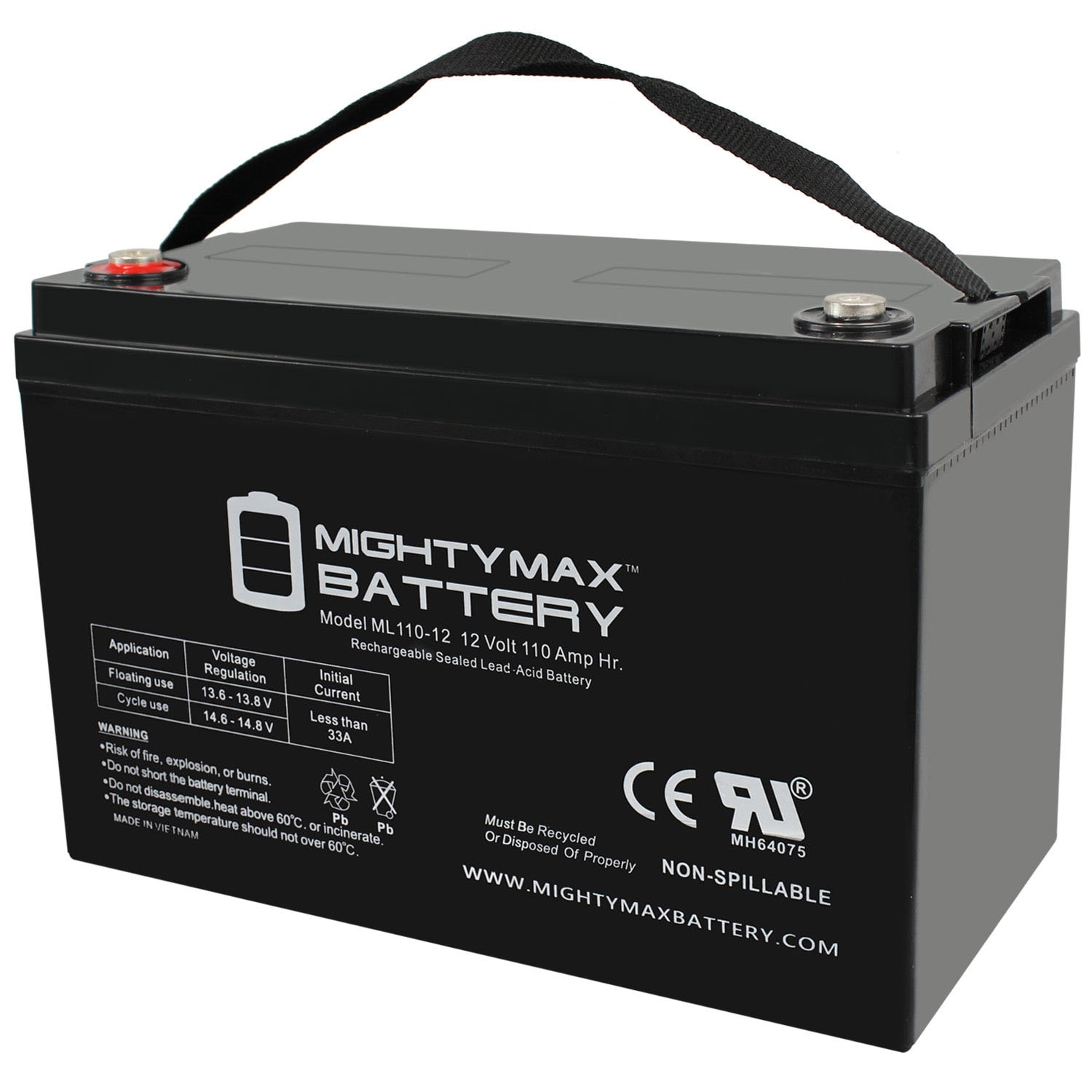 Mighty Max Battery 12V 110AH Replaces Group 30H AGM Deep Cycle Rechargeable Sealed Lead Acid 121100 Backup Power Batteries ML110-1248 Sansujyuku sansujyuku.com