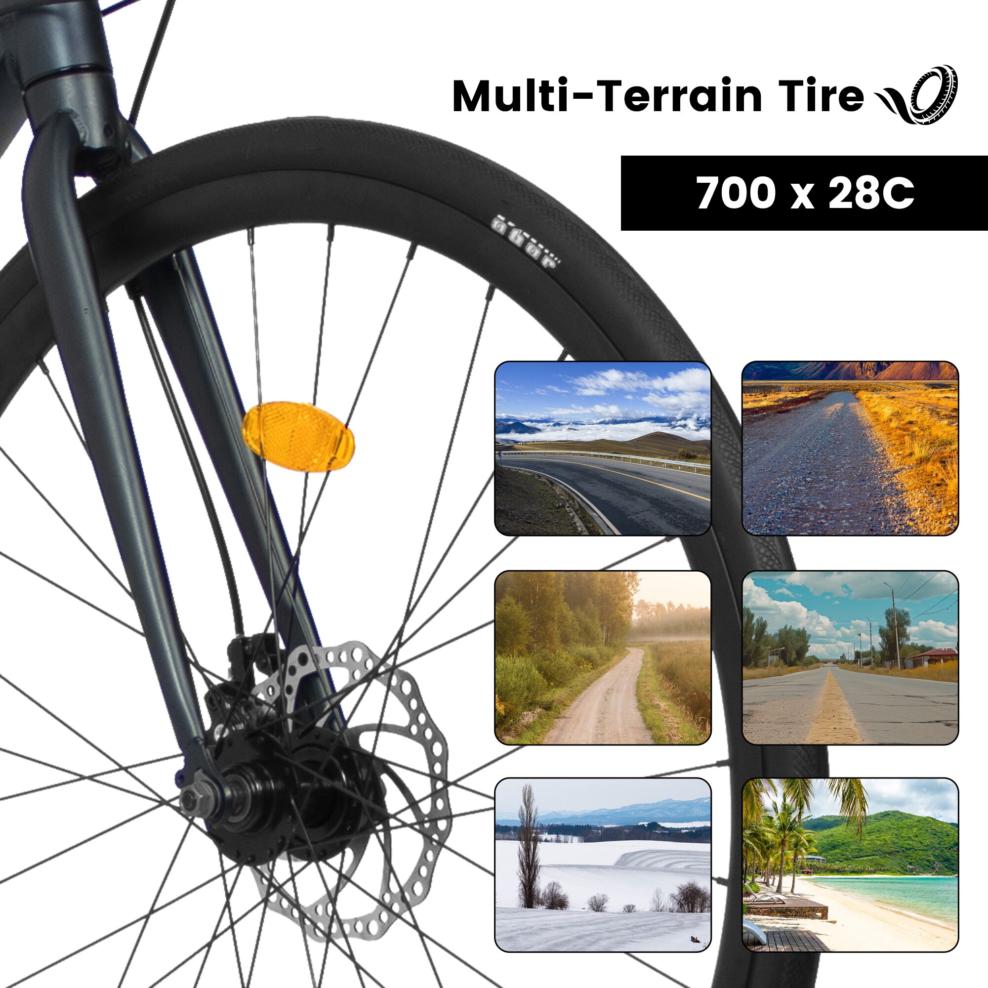 LUXEYARD 700Cx28 Road Bike Lightweight Aluminum Frame Disc Brakes 16 ...