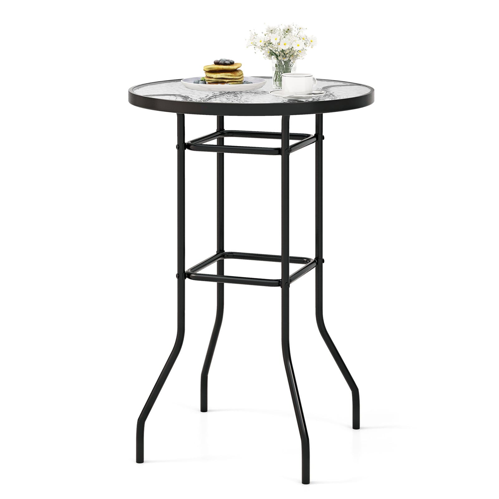 YERIVA - Round Outdoor Bar height Table 27-in W x 27-in L