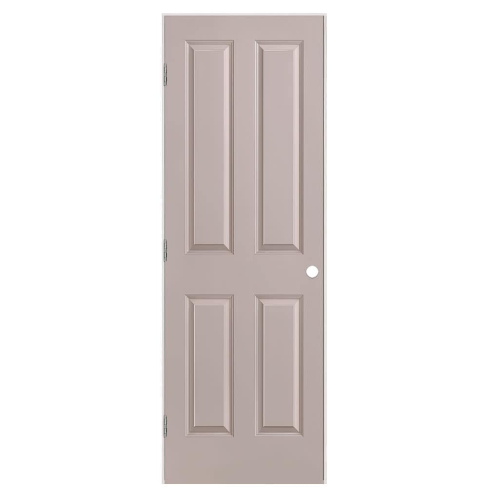 Masonite 1316500 28-in x 80-in Driftwood Solid core 4 panel square Right hand Smooth Prefinished Molded composite Flat Jamb Single Prehung Interior Door
