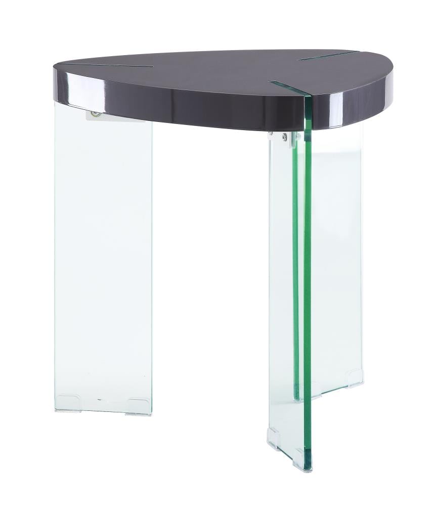 ACME FURNITURE 84917 Noland 22-in W x 23-in H Gray High Gloss and Clear Glass Wood veneer Triangle Casual End Table Assembly Required