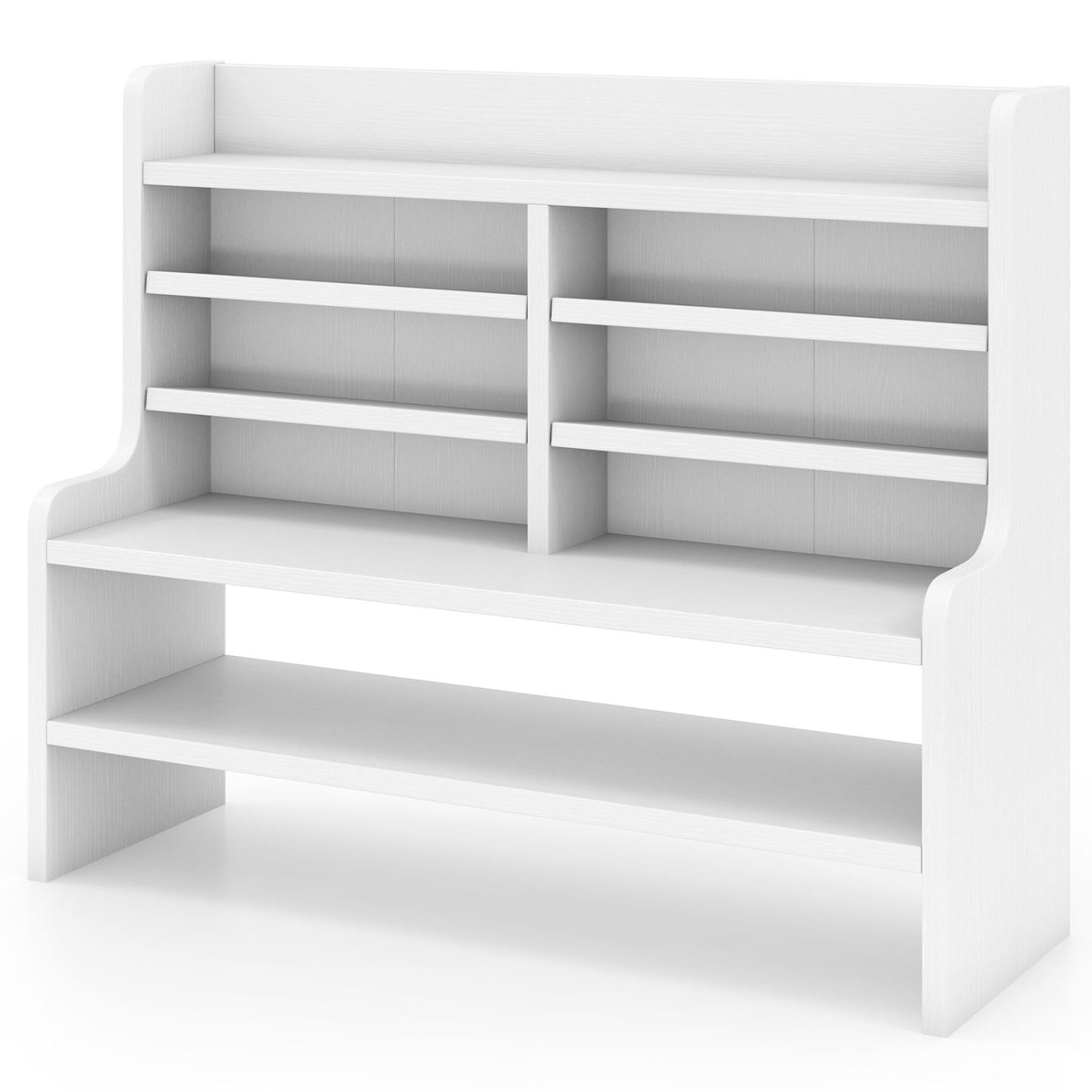 Slickblue - White 19.5-in W x 16.5-in H x 6.5-in D Engineered Wood Desktop Bookcase with Removabl...