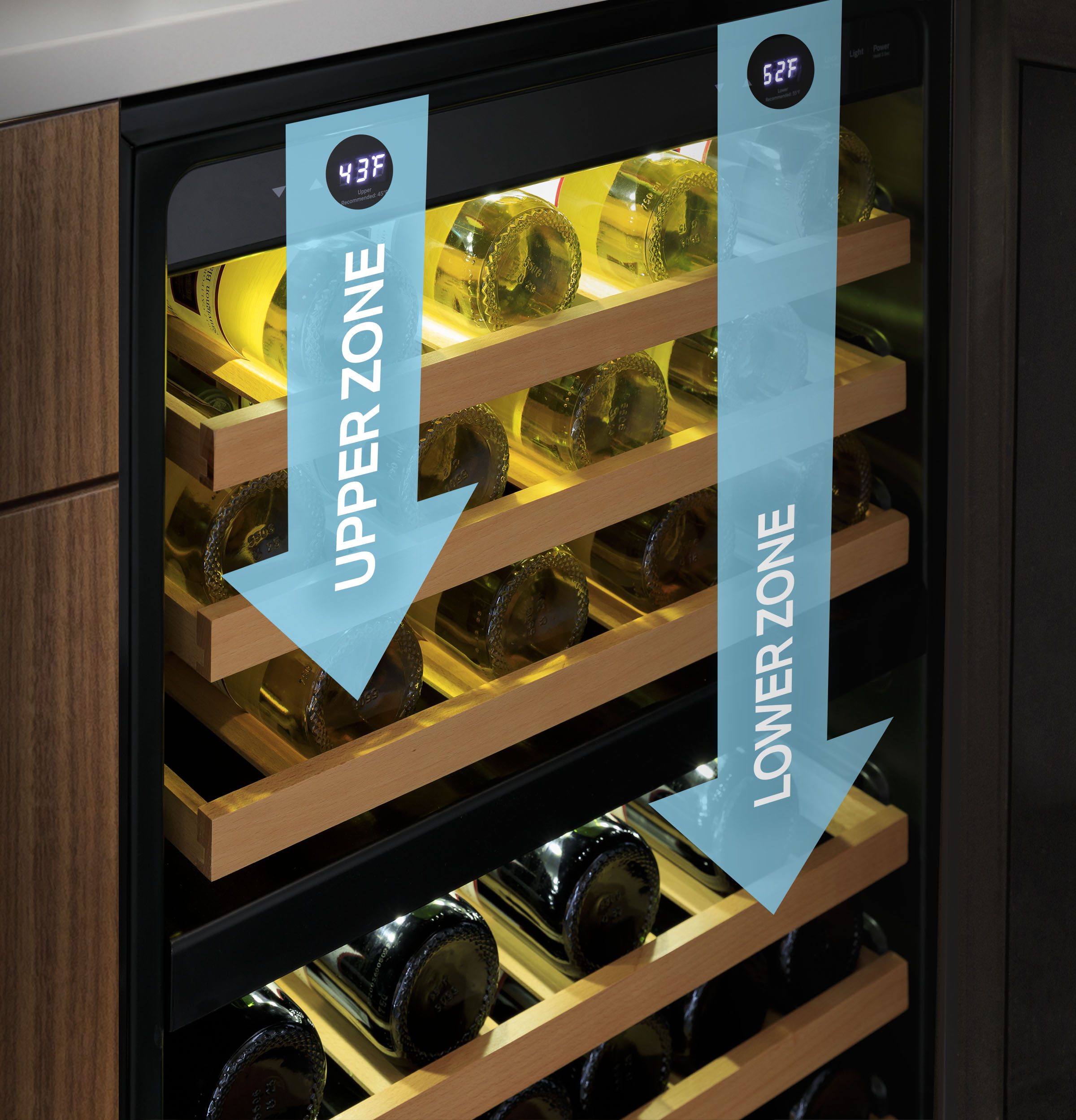 GE 24 in. Undercounter Wine Cooler with Dual Zones & 44 Bottle Capacity -  Stainless Steel