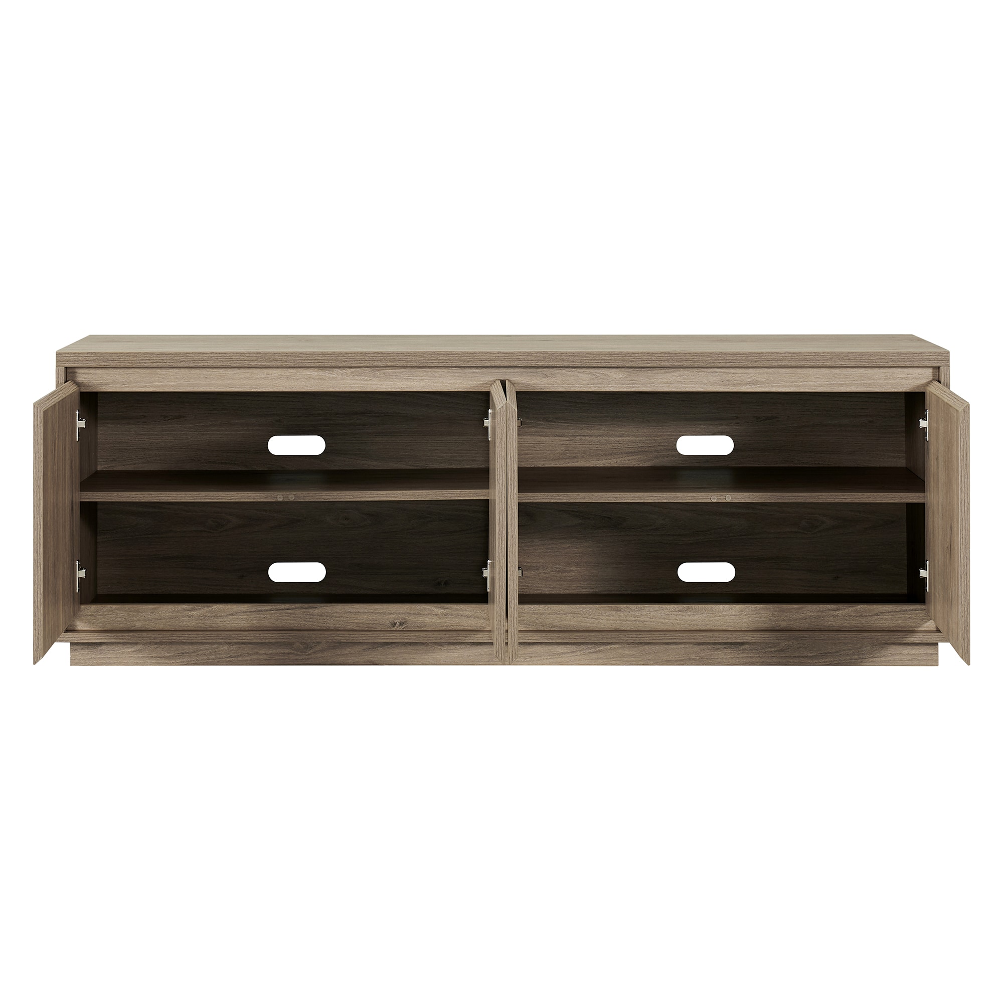 Antiqued Gray Oak 68" TV Stand with Cabinets