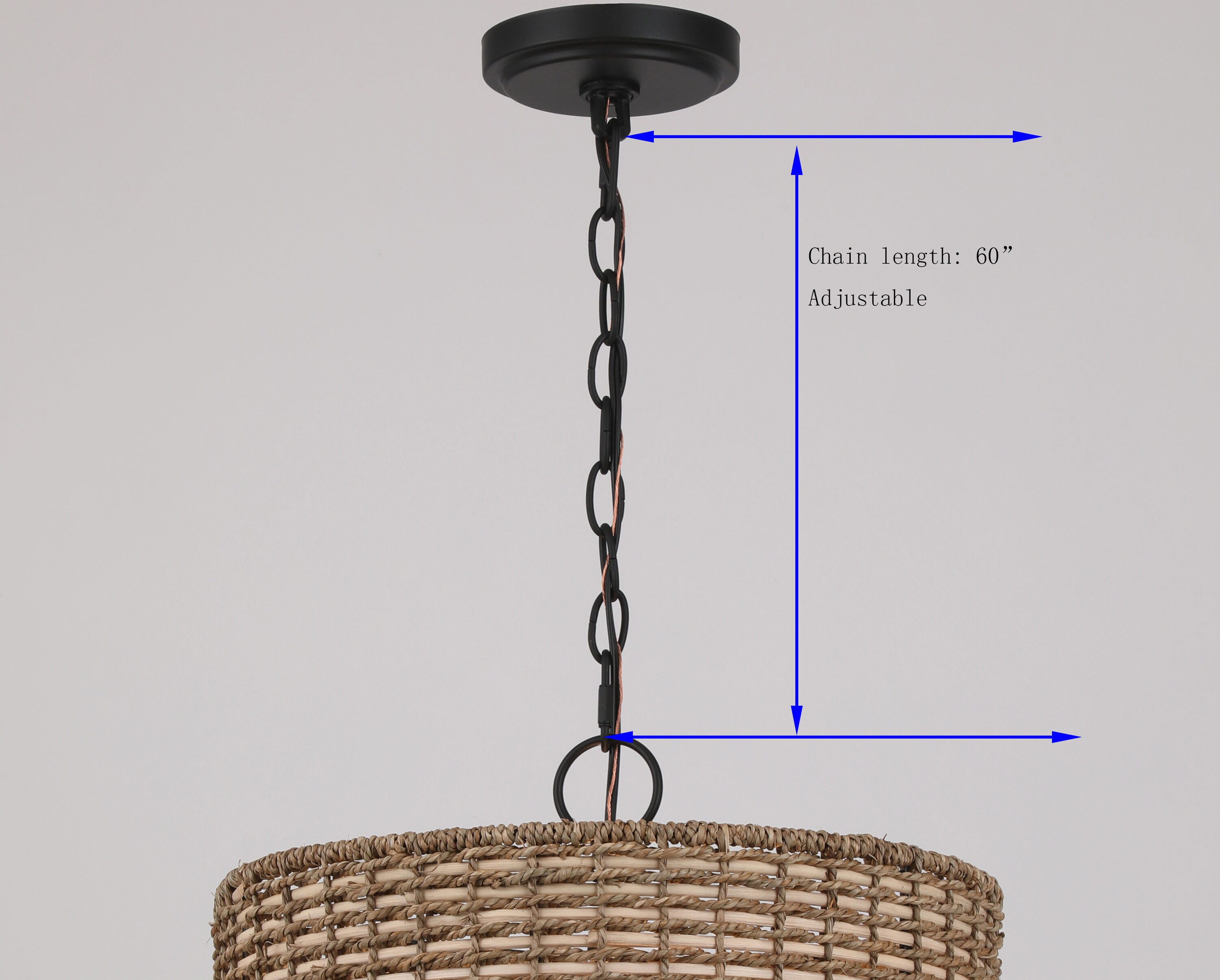 Allen + Roth Adara 2-light Matte Black Canopy With Natural Rattan Shade 