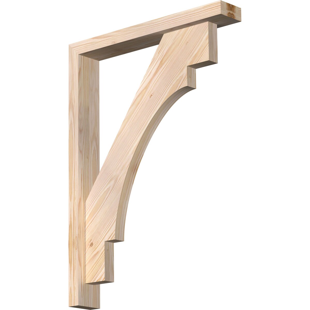 Ekena Millwork 1463322 Merced Block Smooth Bracket with Offset Brace Douglas Fir Wood Standard Bracket