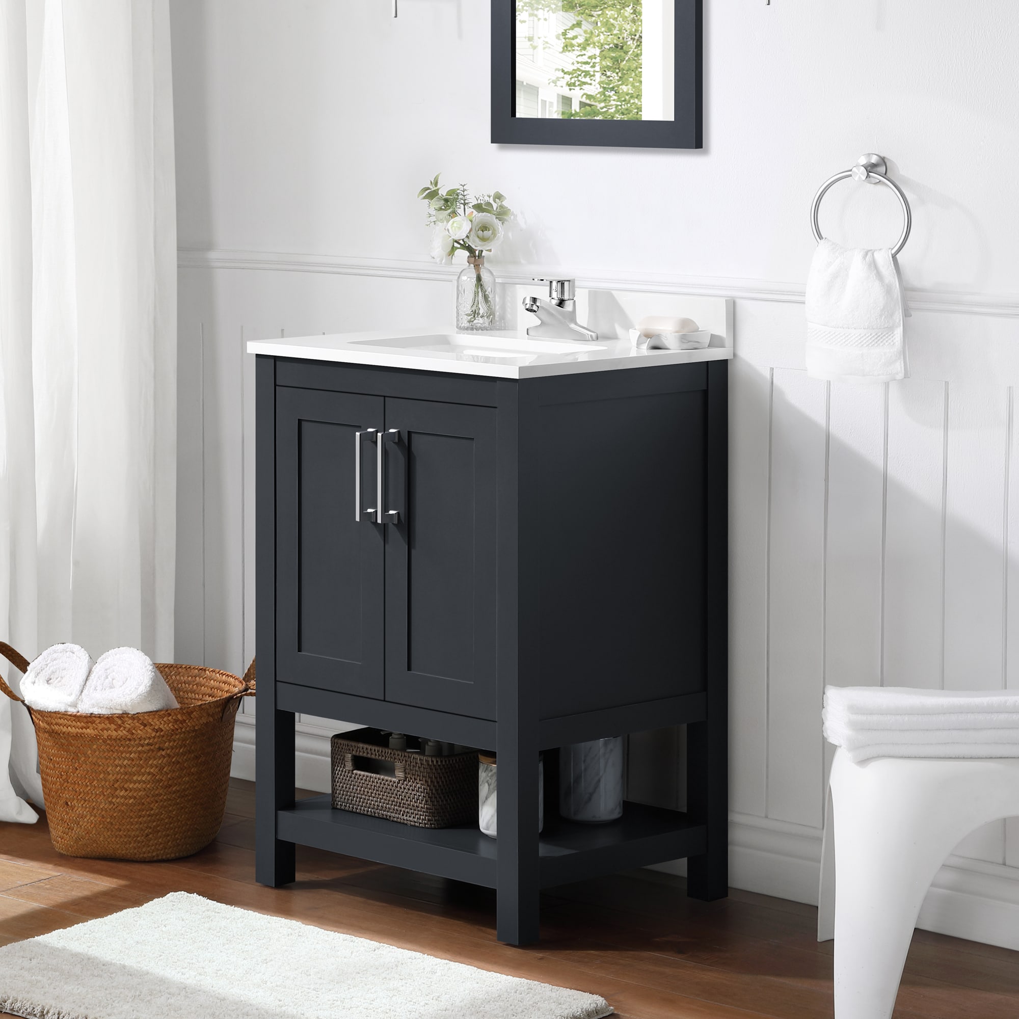 OVE Decors Albury 24-in Dark Charcoal Undermount Single Sink Bathroom ...