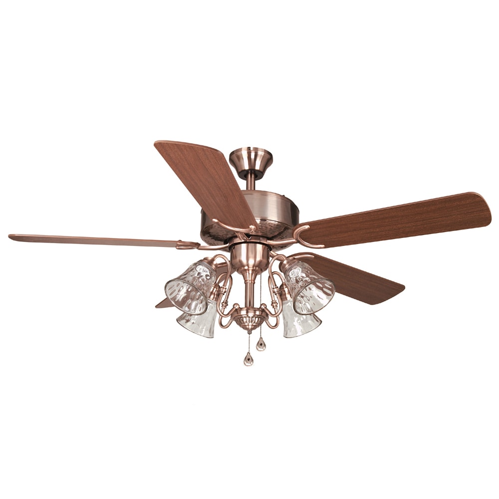 Harbor Breeze Dubois 52 In Brushed Copper Candelabra Base E 12 Indoor Ceiling Fan With Light 5 Blade At Lowes Com