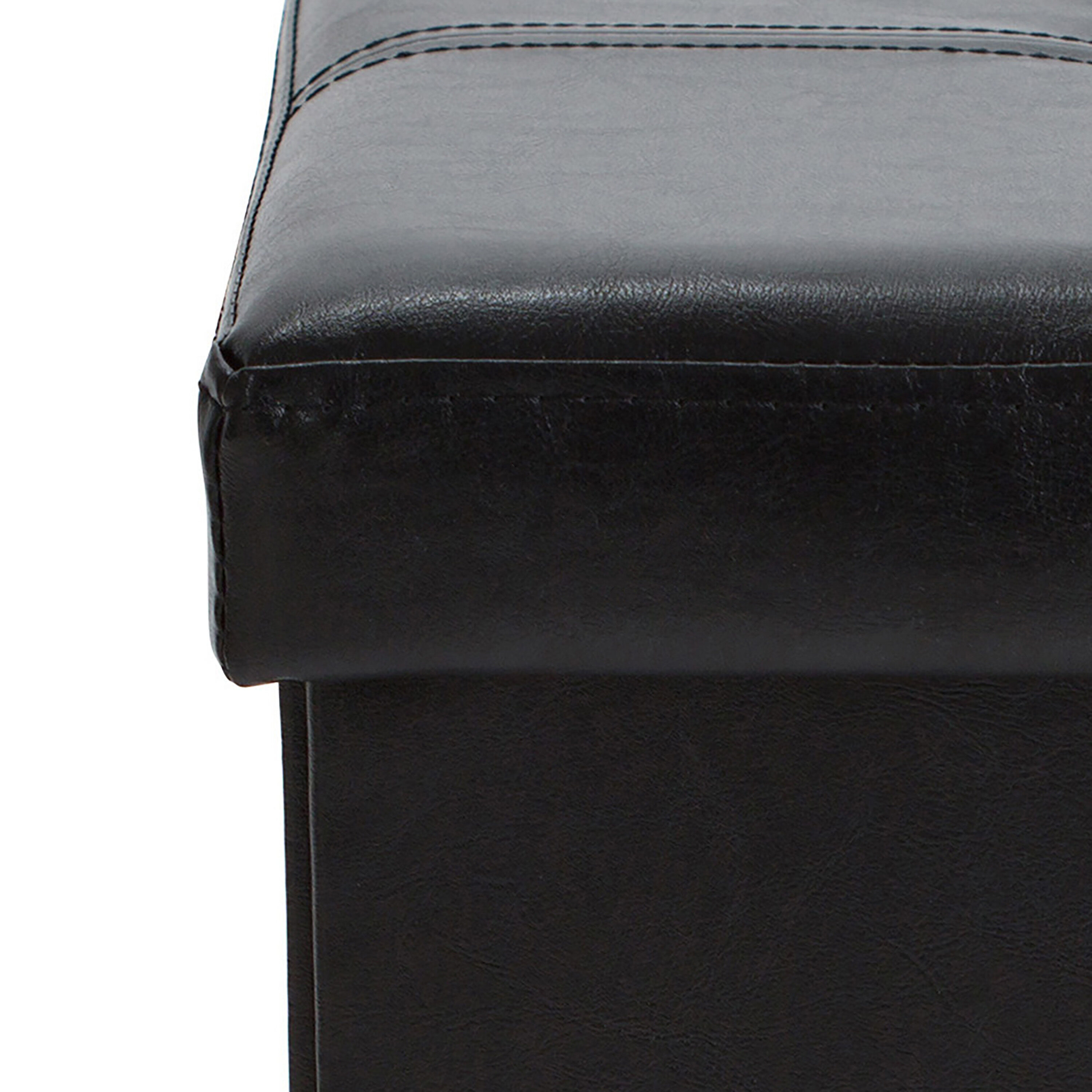 Simplify Black Faux Leather Folding Storage Ottoman Cube
