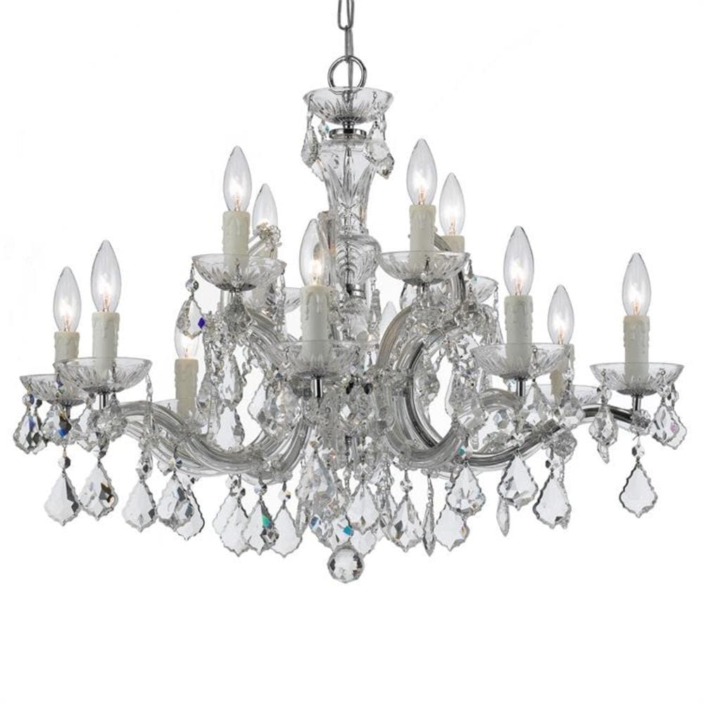 Crystorama 4379-CH-CL-I Maria Theresa 12 -Light Polished Chrome Traditional Crystal For Use in Bedrooms, Dining Rooms, Foyers, Kitchens, Living Rooms Chandelier