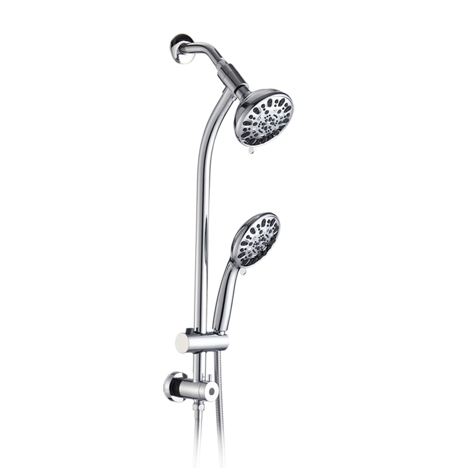 BEARSOLIM Drill-Free Slide Bar Combo Rain Showerhead 7-Setting Hand Dual Shower Head Spa System