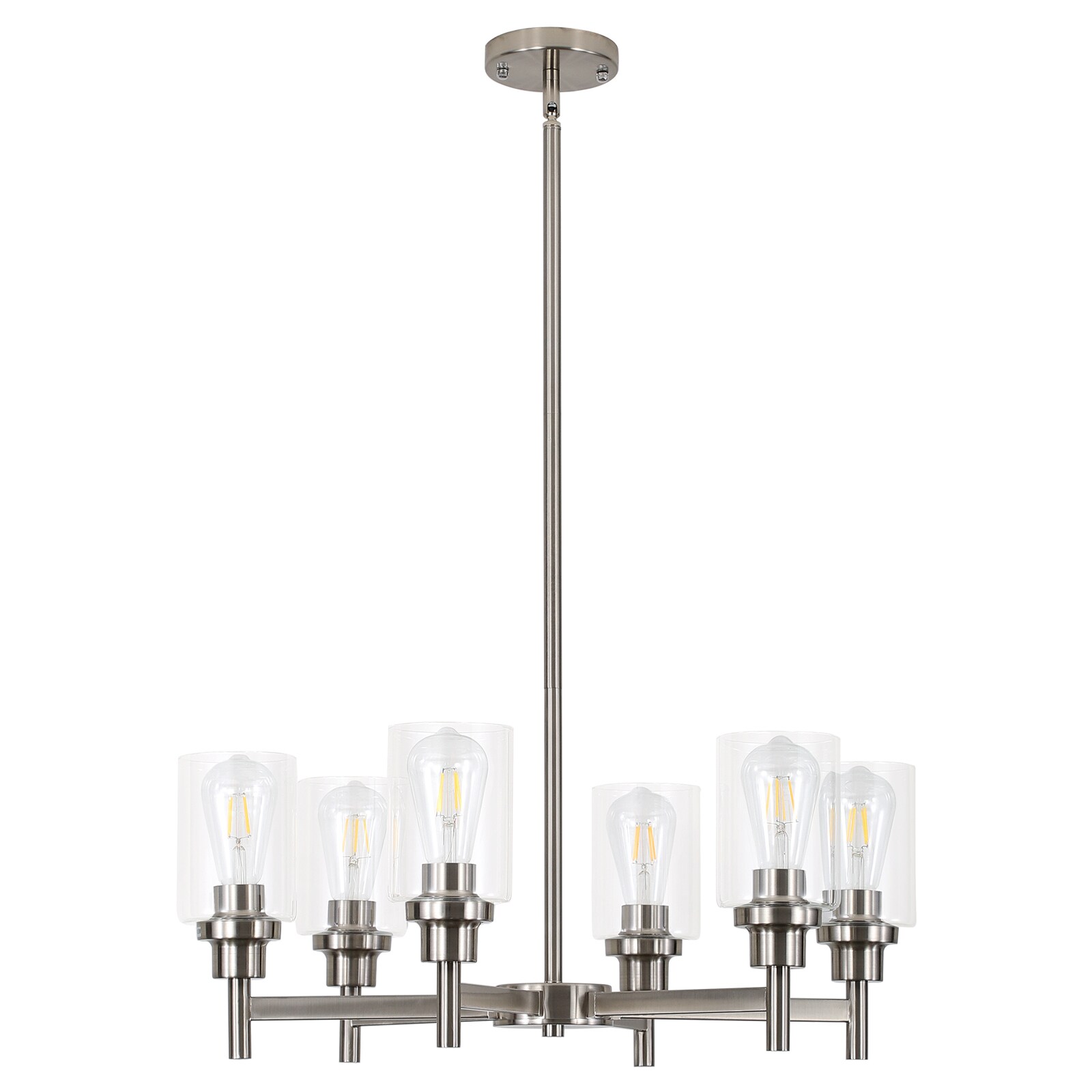 LamQee 06FTL0230BNK 6 -Light Burnished Nickel Industrial For Use in Bedrooms, Dining Rooms, Foyers, Kitchens, Living Rooms Chandelier