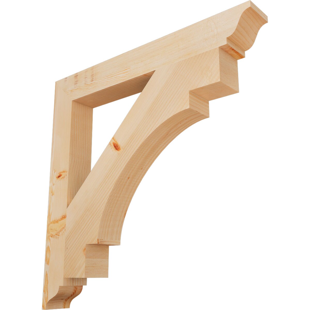 Ekena Millwork BKT04X32X32MRC01SDF Merced traditional smooth 3-1/2-in x 32-in x 32-in Douglas fir Brown Wood Standard bracket