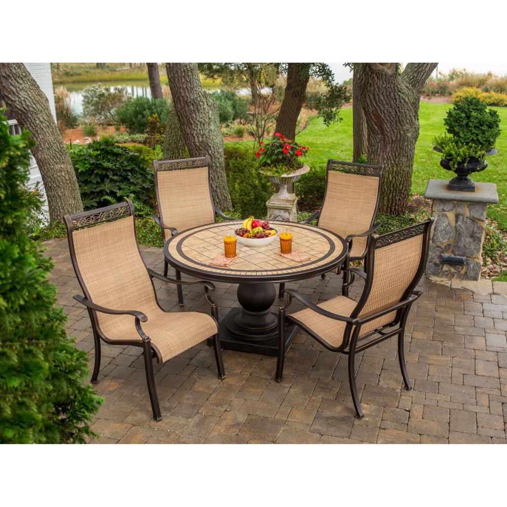 Hanover Monaco 5-Piece Bronze Patio Dining Set With Tan At Lowes.com