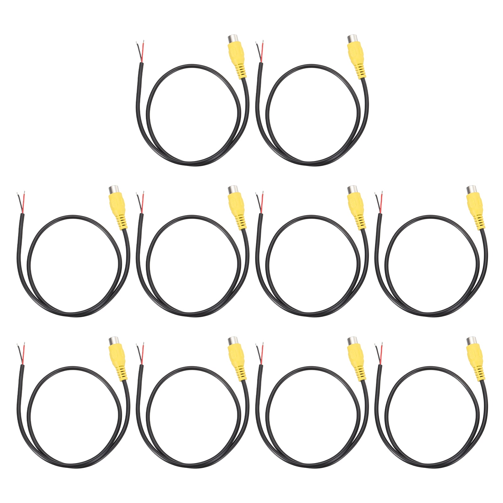 Unique Bargains 1.6FT RCA to Bare Wire Speaker Cable 22AWG Replacement Yellow RCA Female Plug to Open End Pigtail Audio Cable Connector Adapter for Amplifier Home Audio Speakers 10pcs
