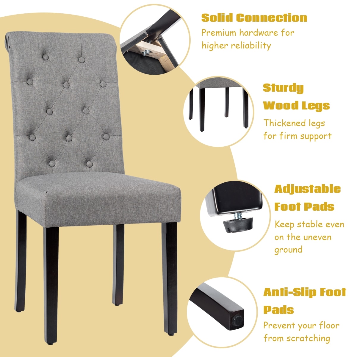 WELLFOR HW-HWY2-64221GR Dining-Chairs - View #6
