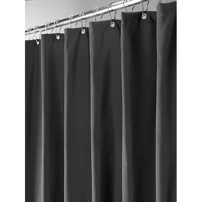 Polyester Black Solid Shower Curtain, Solid Grey Fabric Shower Curtain