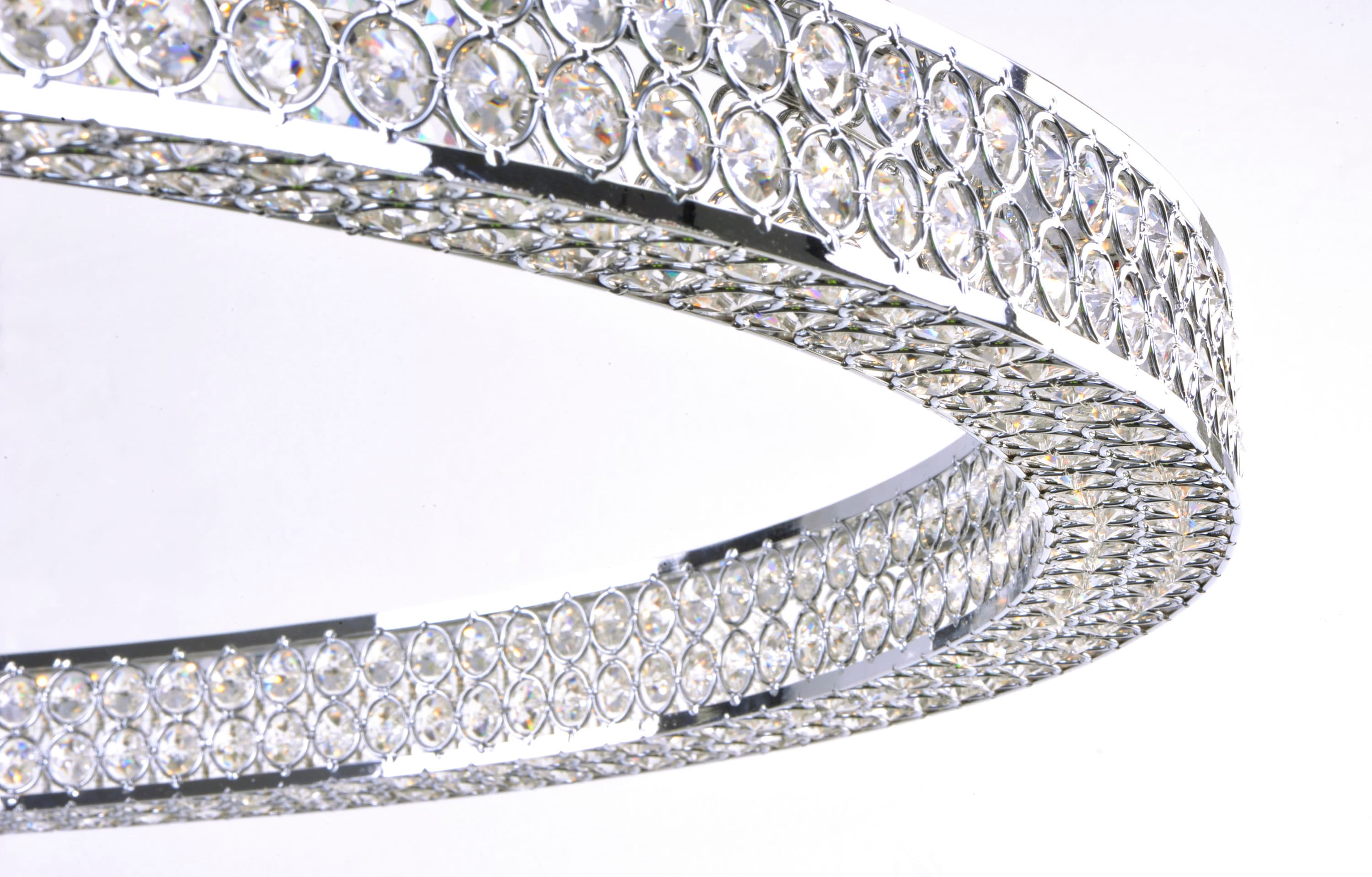 Polished Chrome Crystal LED Ring Pendant Light