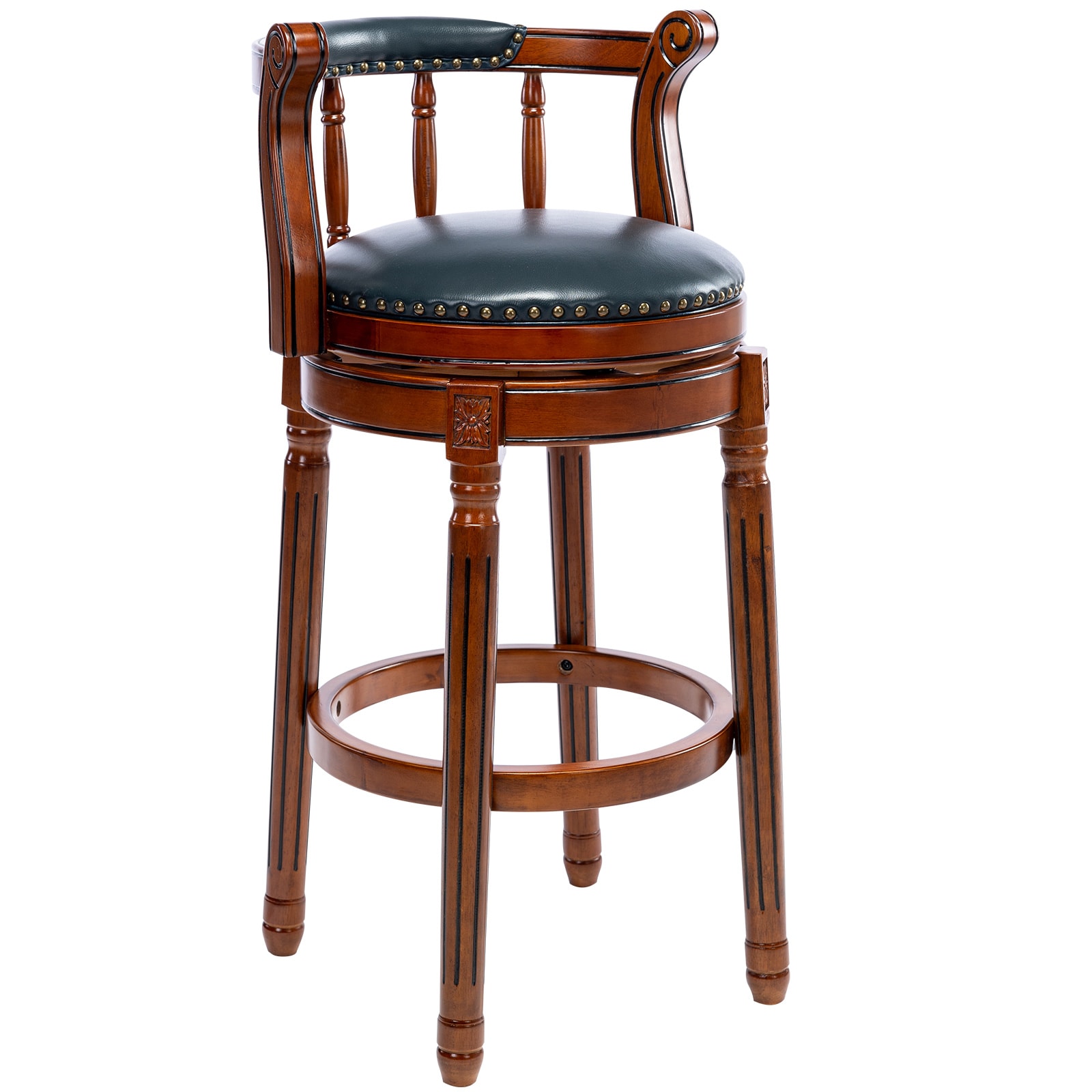 Blisstyle - Blue 26-in H Bar height Upholstered Swivel Wood Bar Stool