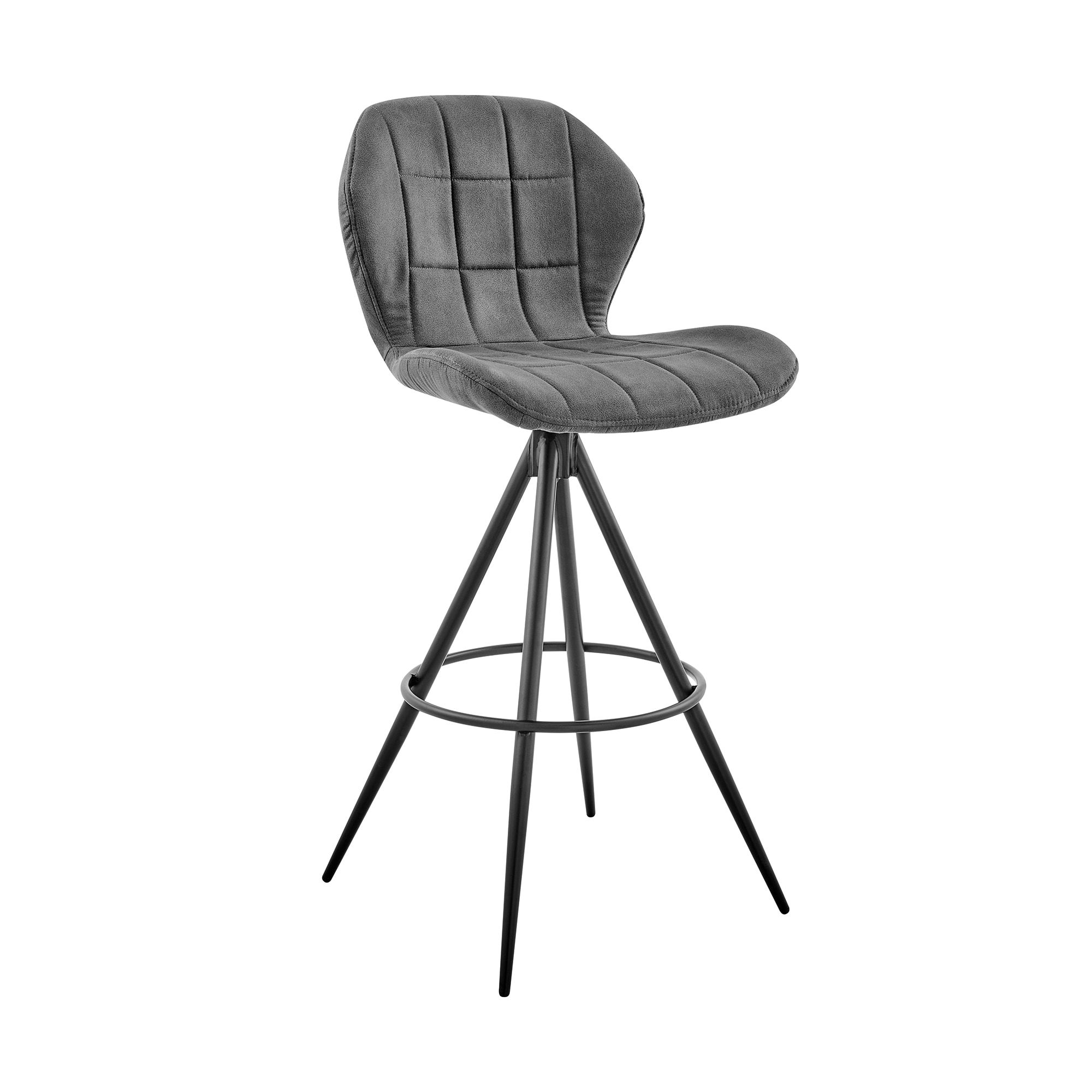 Armen Living LCCTBACH26 Catalina Charcoal/black 26.0-in H Counter height Bucket seat Upholstered Swivel Metal Bar Stool and Back