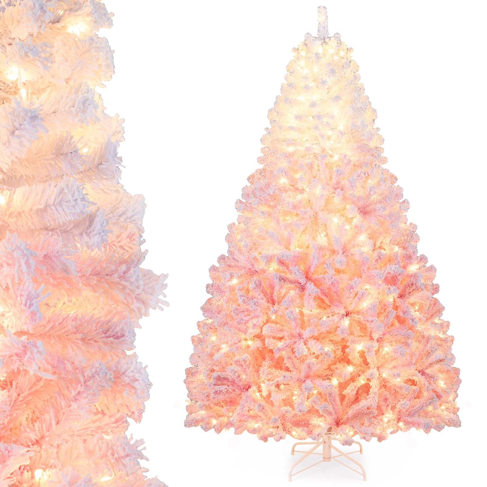 LIVIZA 7-ft Pre-lit Pink Artificial Christmas Tree with White LED Lights