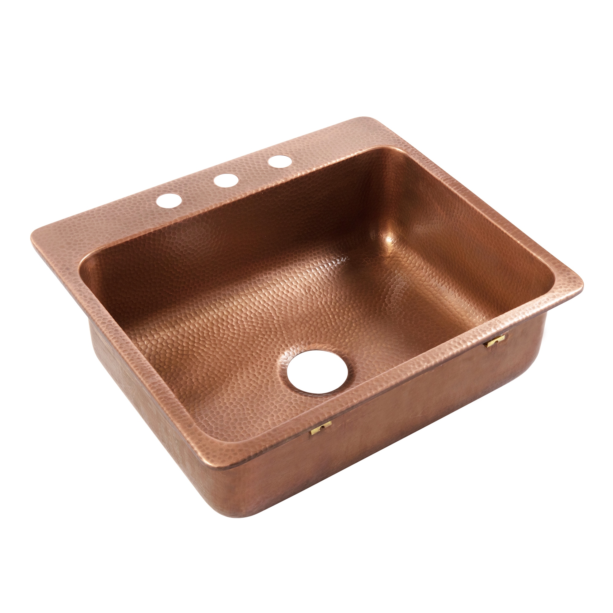 SINKOLOGY SK102-25AC Angelico Drop-in or undermount 25-in x 22-in Copper Single bowl 3-Hole 17 -Gauge Kitchen Sink