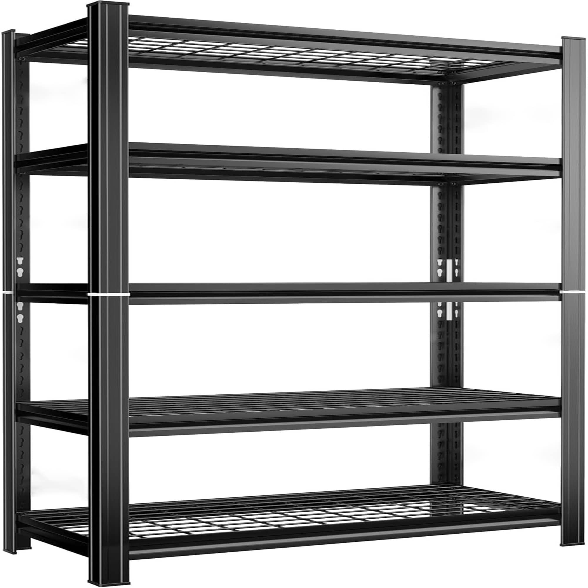HyperDrop Cart 87 Inch Tall Heavy Duty Storage Rack/Five Layer Adjustable Metal Shelving/Black Assembly Required Organizer for Tool Room Garage Supermarket