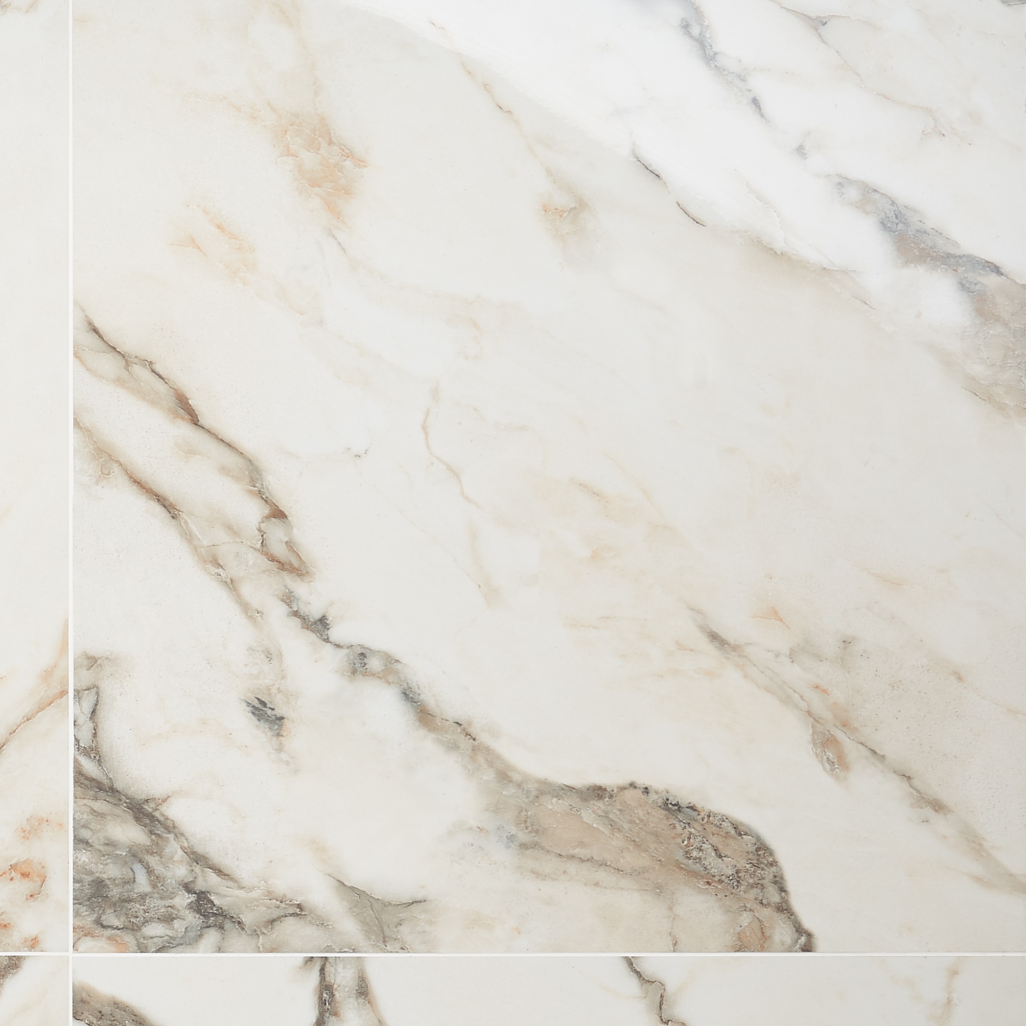 Saroshi 24" x 24" Polished White Marble Look Porcelain Tile