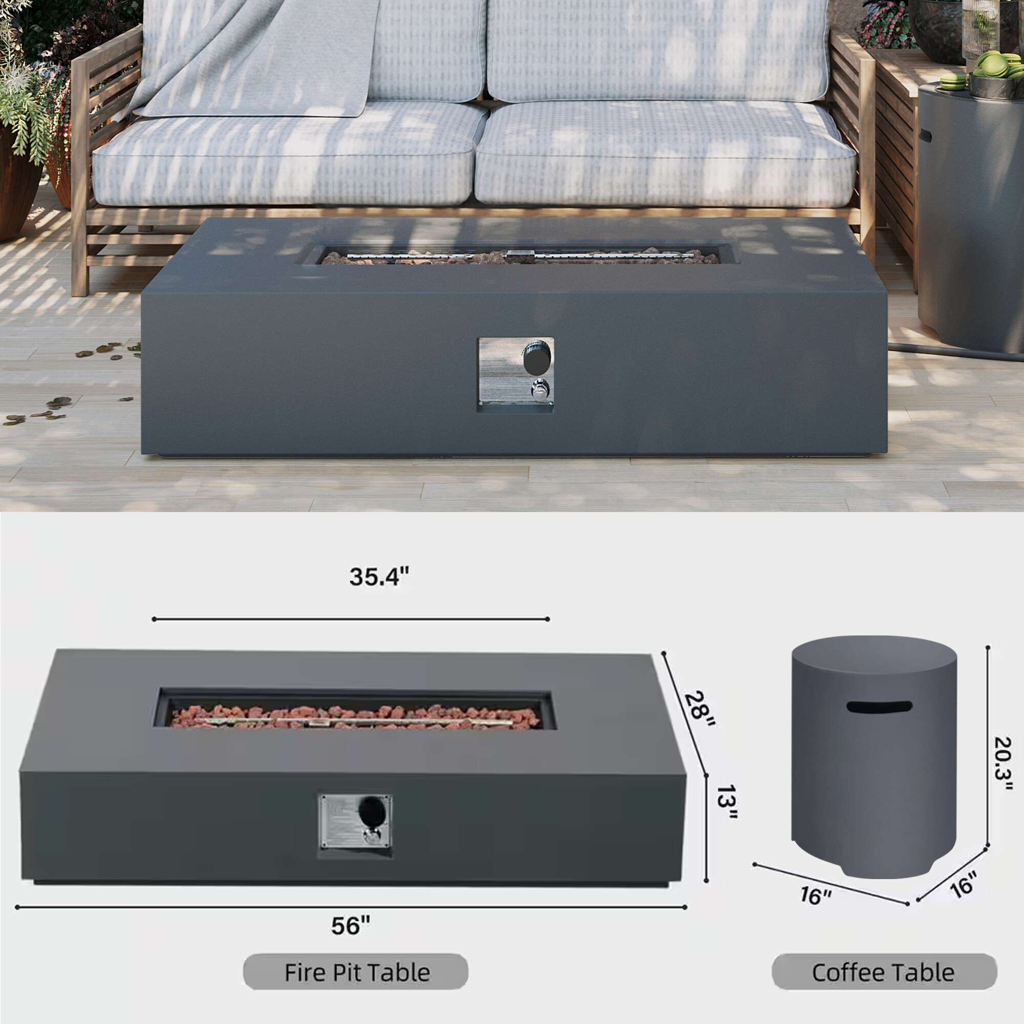 Patio Watcher LS-56M-DK-W Outdoor-Gas-Firepits - View #3