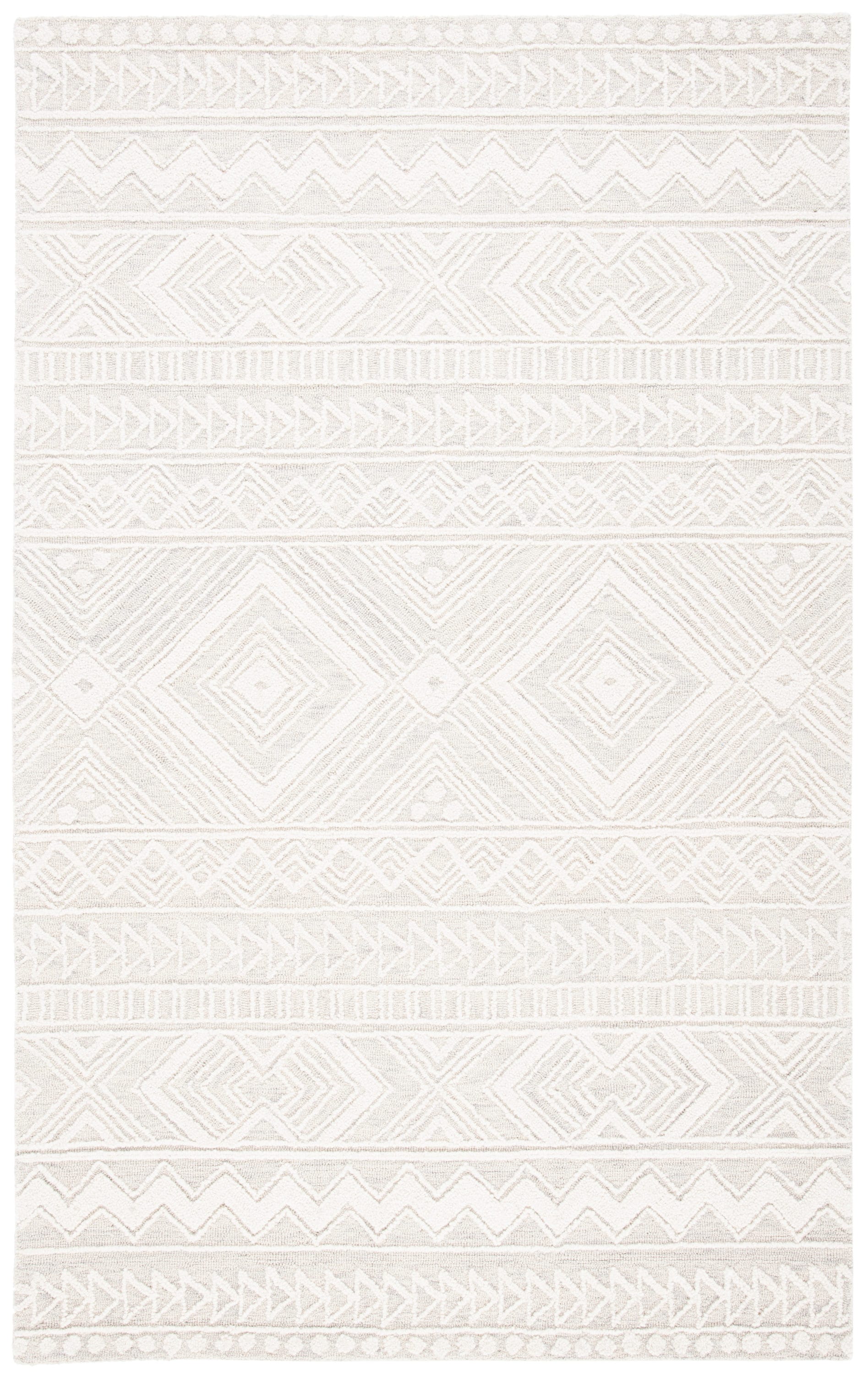 Safavieh MET908G-4 Metro Baiba 4 x 6 (ft) Tufted Wool Gray/Ivory Rectangular Indoor Abstract Bohemian/Eclectic Area rug
