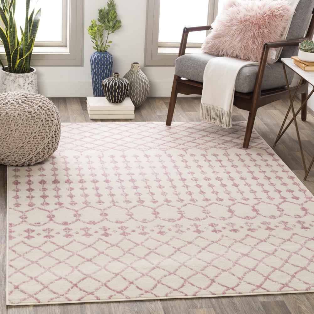 Livabliss UST2315-5373 Ustad 5 x 7 (ft) Polypropylene Pink Rectangular Indoor Medallion Moroccan Area rug