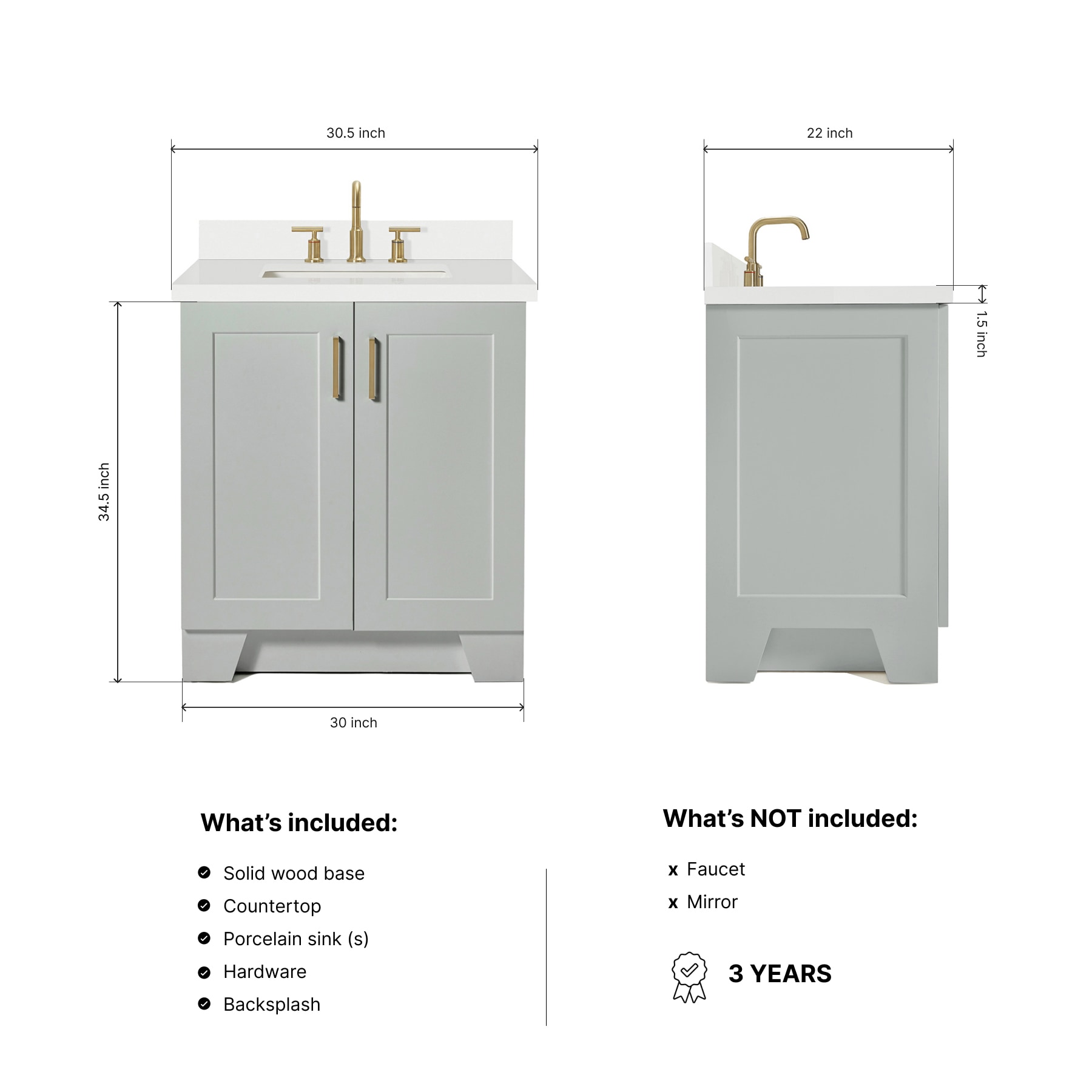 ARIEL Q031SWQRVOGRY Bath-Vanity-Combo - View #3