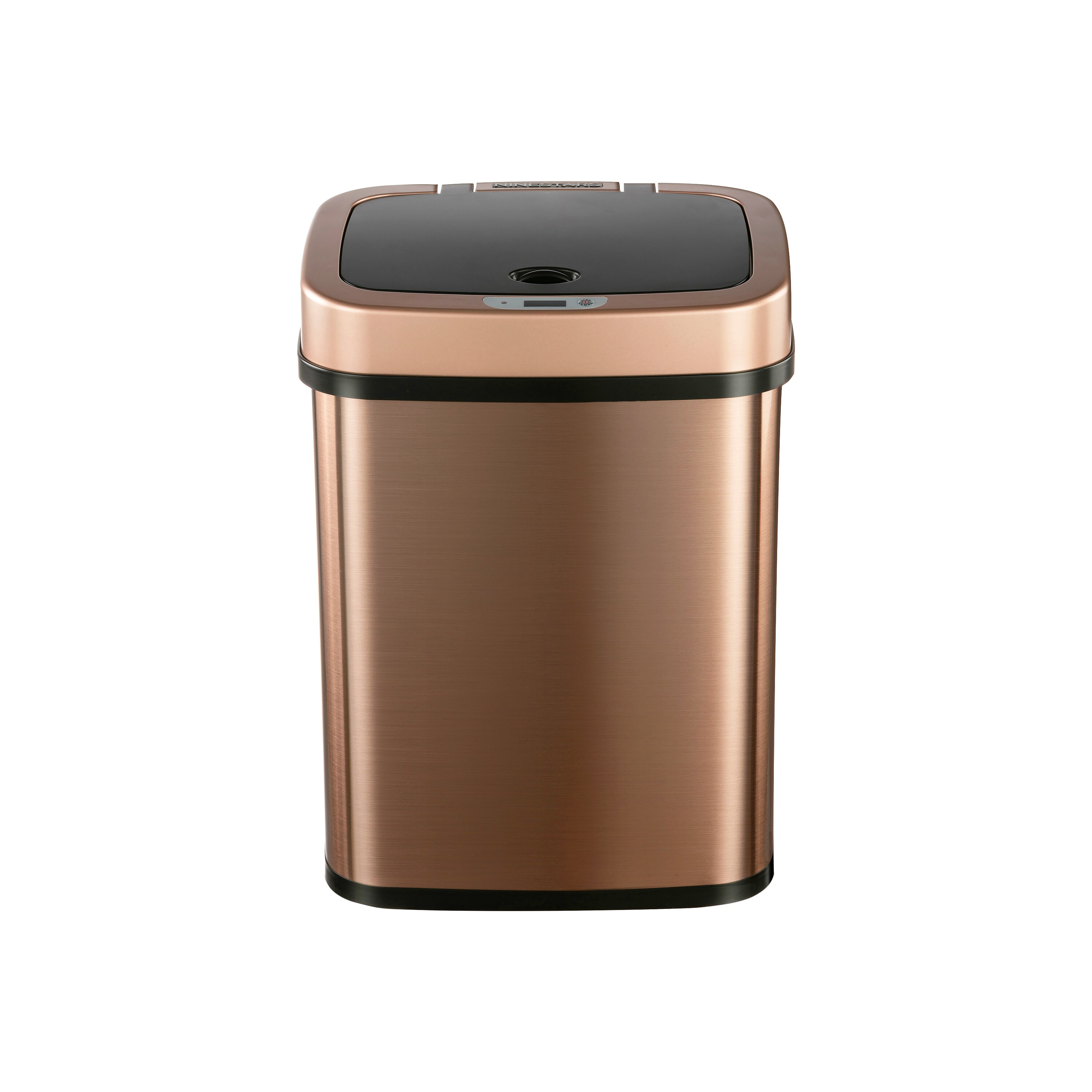 NINESTARS DZT-12-5GD 12 Liter gold Steel Indoor/Outdoor Kitchen Hinged Lid Trash Can