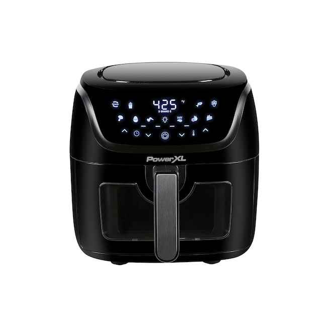 PowerXL Black 4-Quart Air Fryer with One-Touch LED Panel, 10 Presets, Fry  Tray, and See-Through Window in the Air Fryers department at